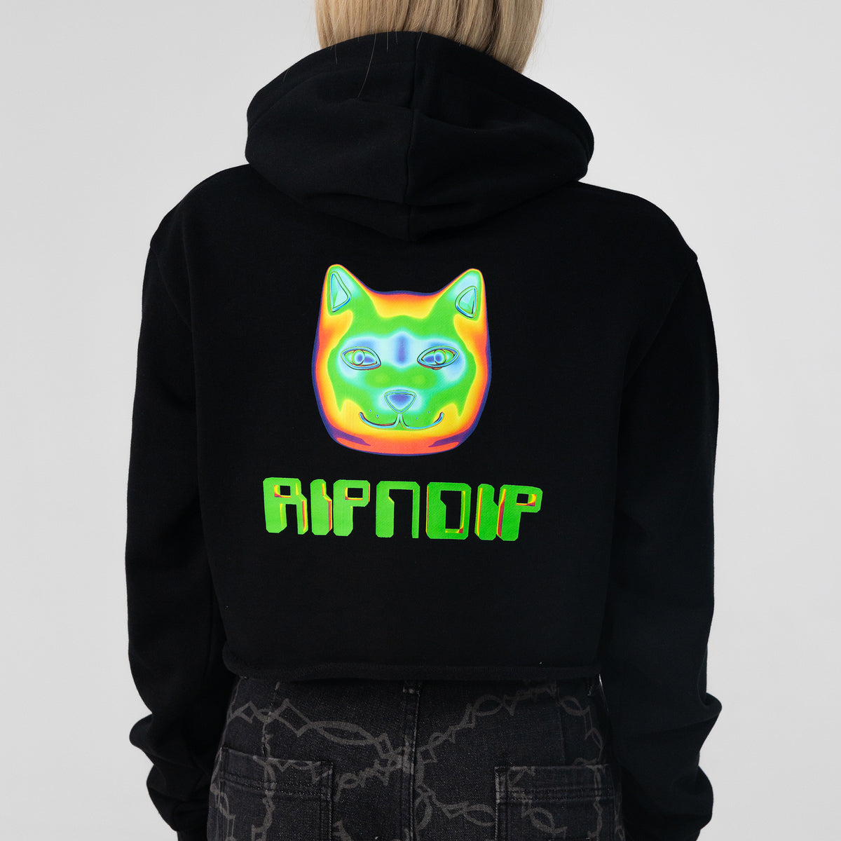 RIPNDIP Thermal Nermal Cropped Hoodie (Black)