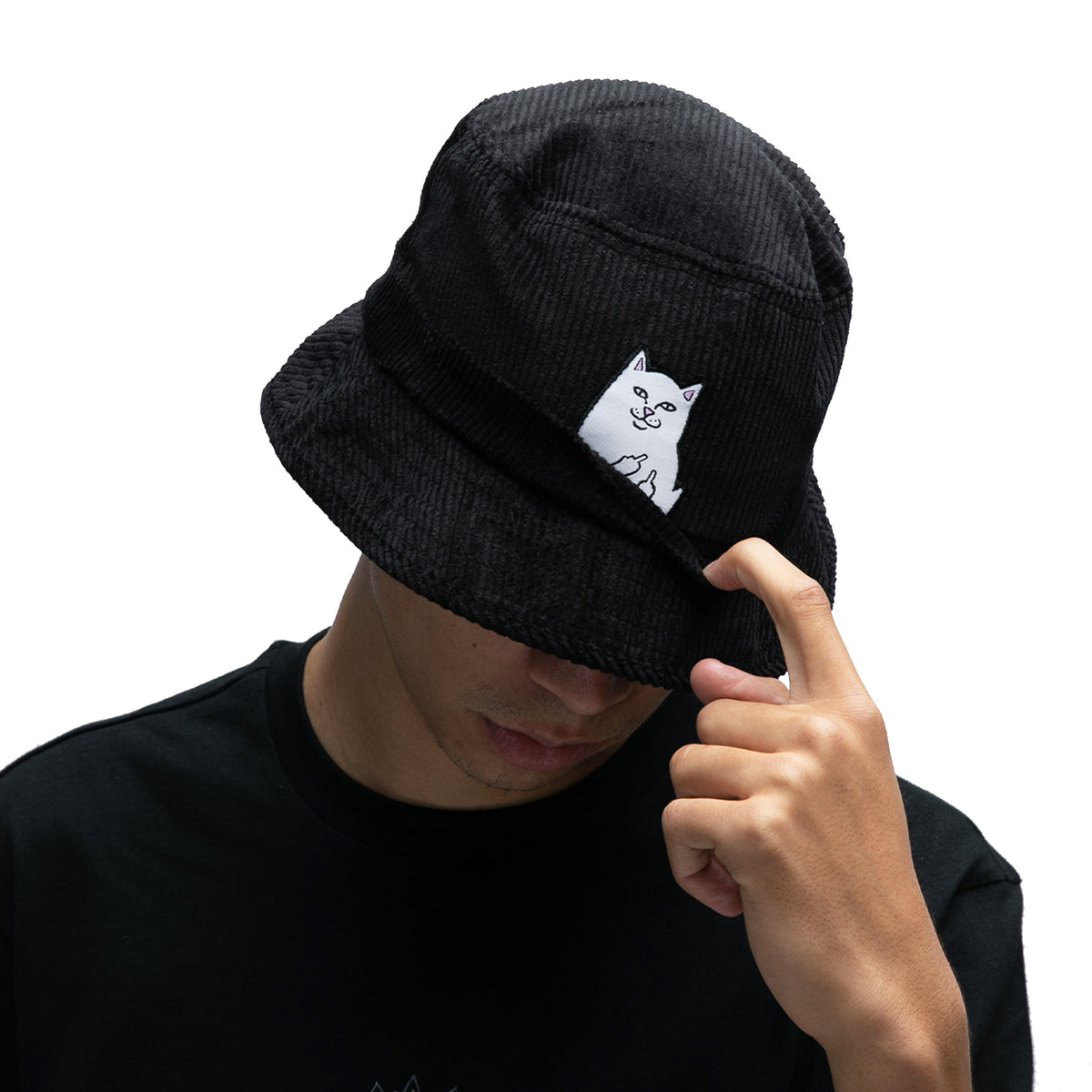 RIPNDIP Lord Nermal Corduroy Bucket Hat (Black)