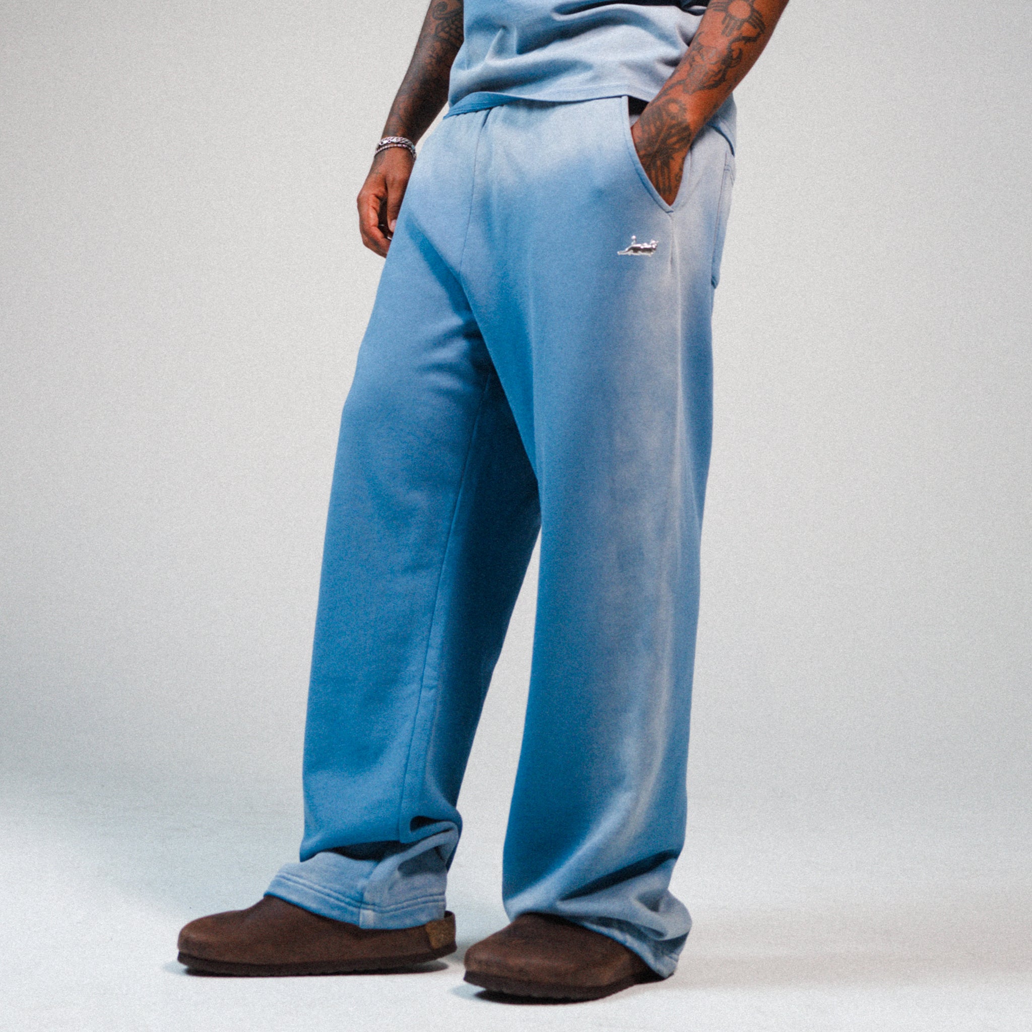 RIPNDIP Castanza Straight Leg Sweatpants (Light Blue Faded Wash)