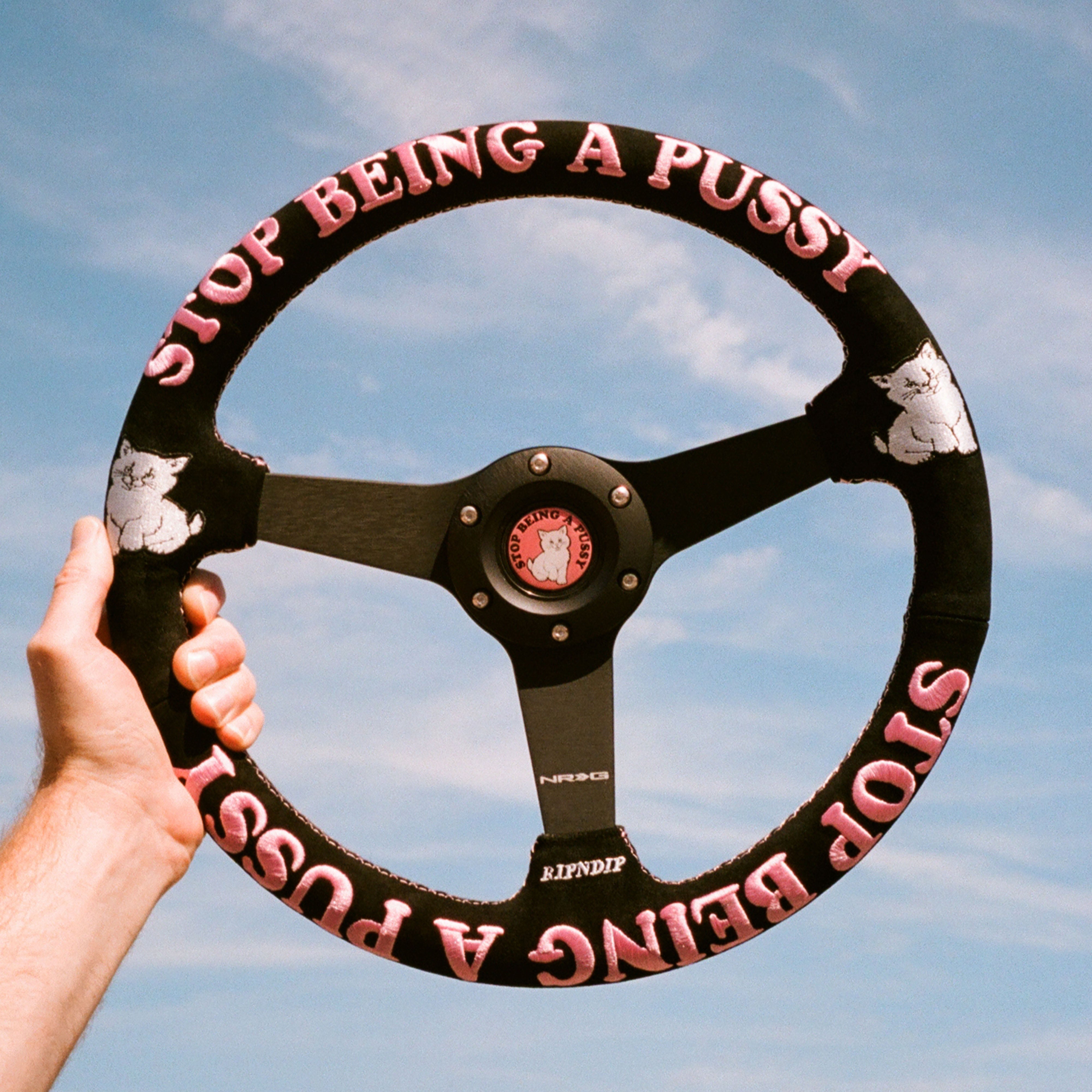RIPNDIP Ripndip x NRG Stop Being A Pussy Steering Wheel (Black / Pink)