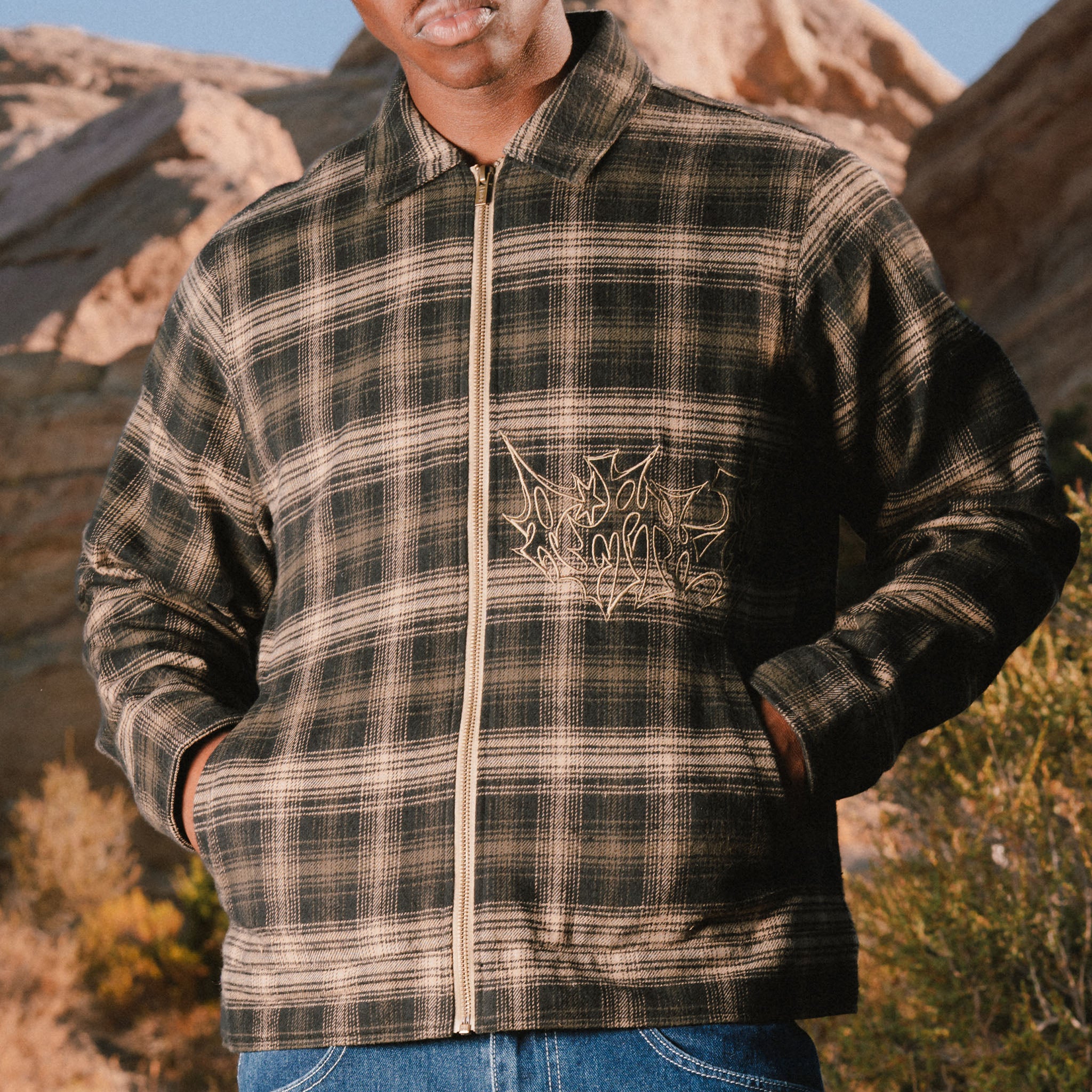 Slater Work Jacket (Navy / Forest Plaid)