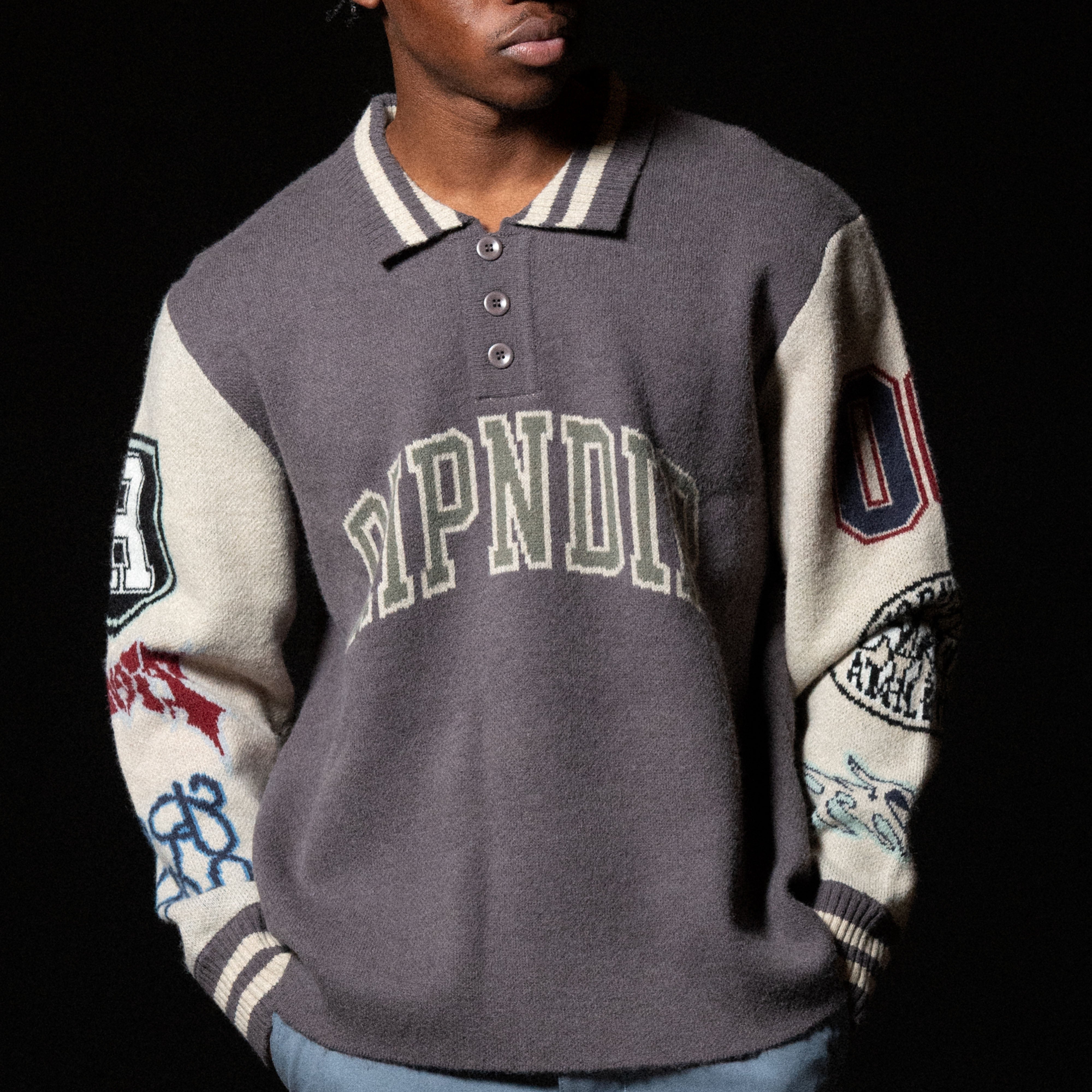RIPNDIP Run It Up Knit Sweater (Charoal / Cream)