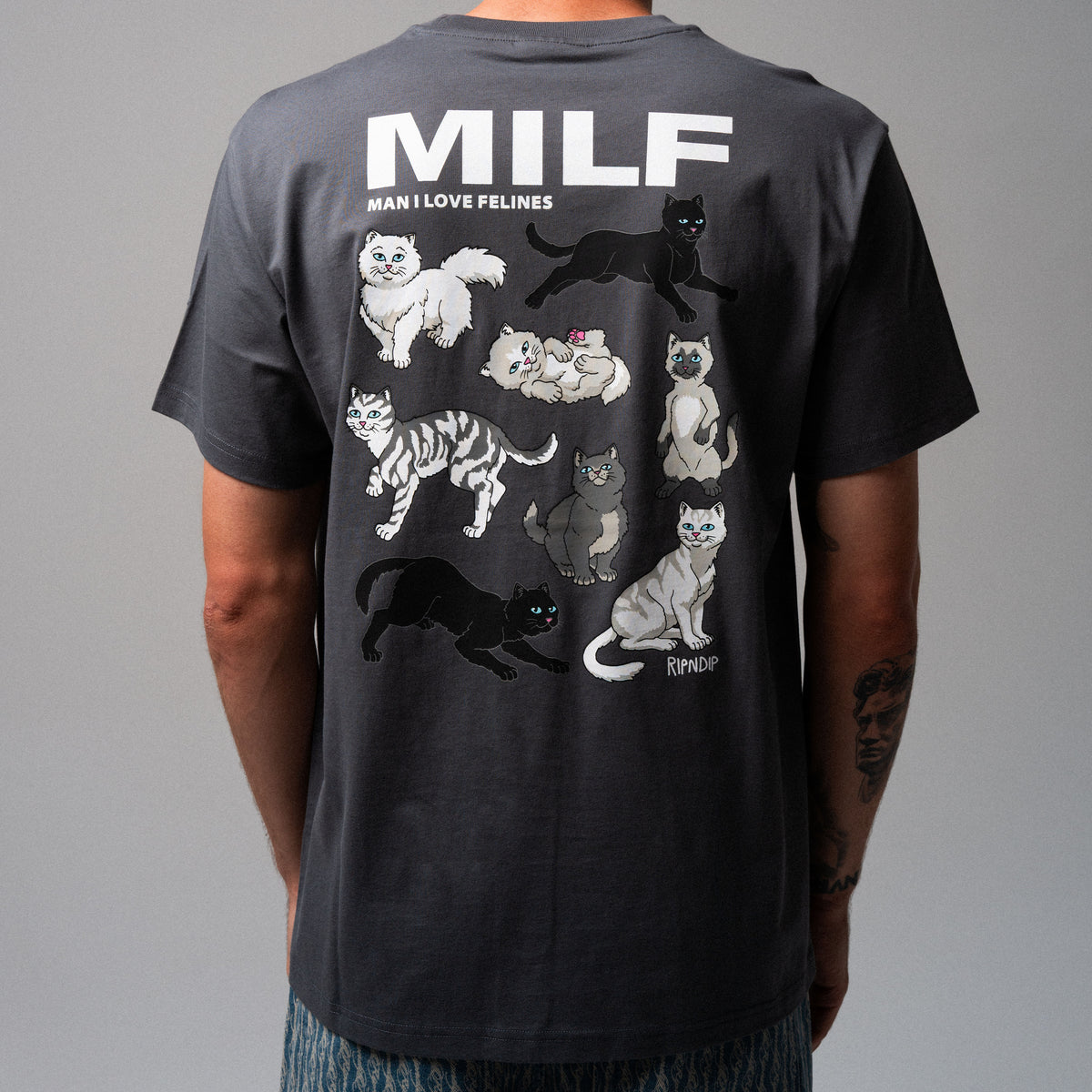 RIPNDIP Man I Love Felines Tee (Charcoal)