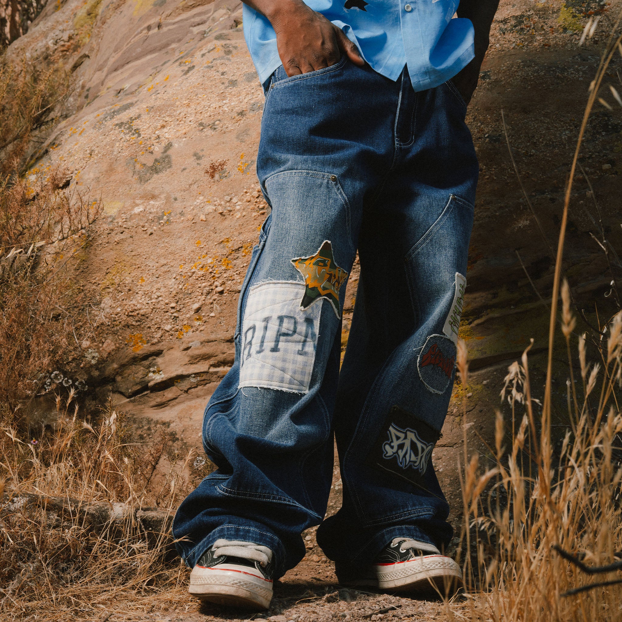 Skyline Wide Fit Carpenter Pant (Light Wash Denim)
