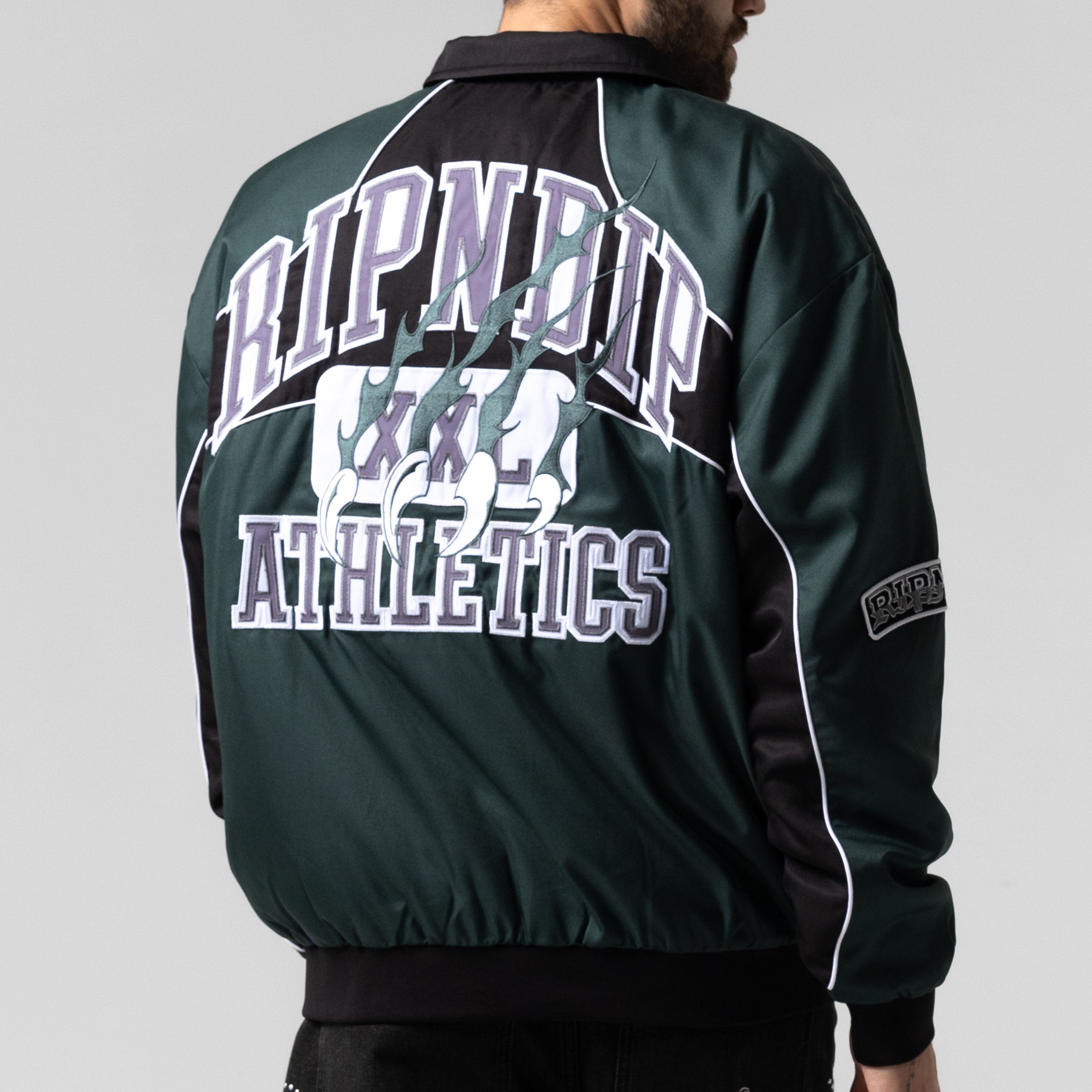 RIPNDIP Athletics Race Jacket (Hunter Green / Black)