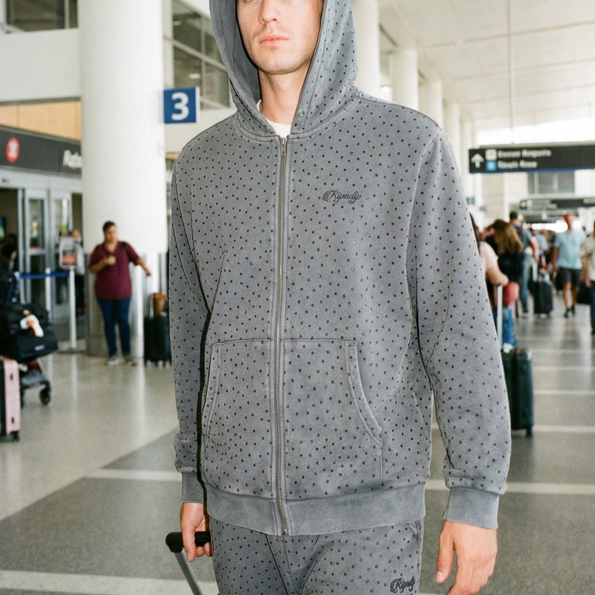 RIPNDIP RIPNGEMS Zip Up Hoodie (Charcoal Wash)