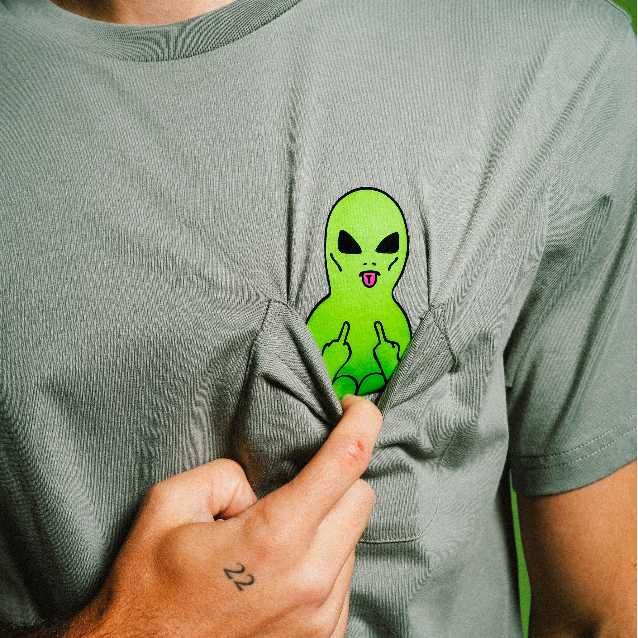 RIPNDIP Lord Alien Pocket Tee (Dusty Sage)