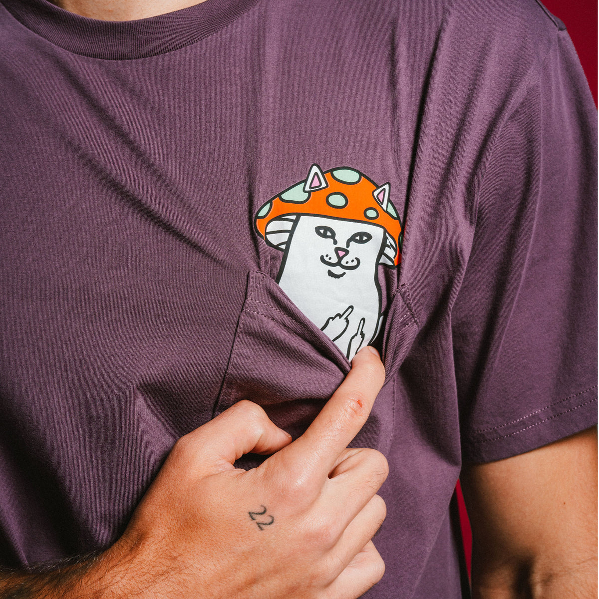 RIPNDIP Lord Shroomy Pocket Tee (Dusty Plum)
