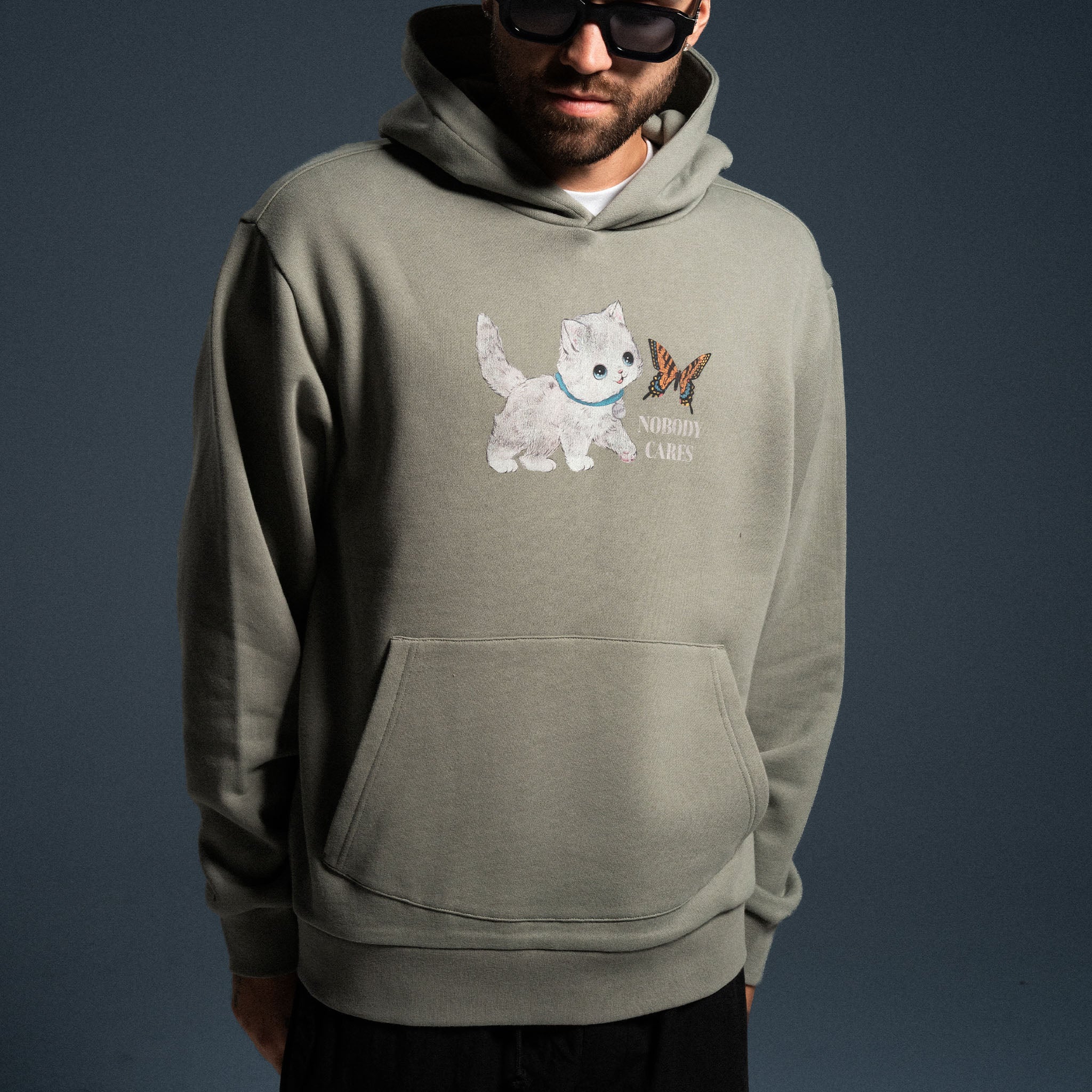 RIPNDIP NOBODY CARES Hoodie (Silver Sage)