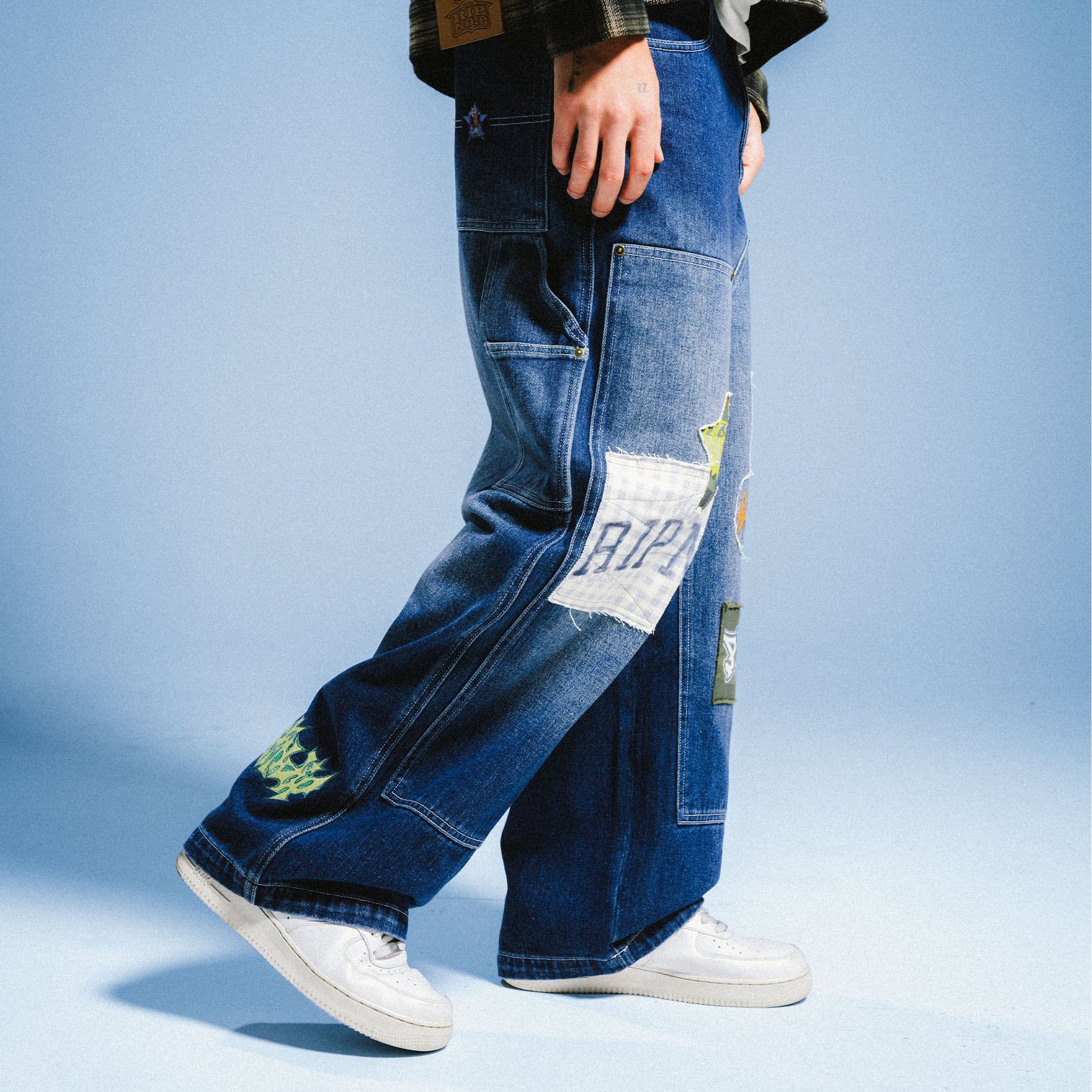 RIPNDIP Skyline Wide Fit Carpenter Pant (Light Wash Denim)