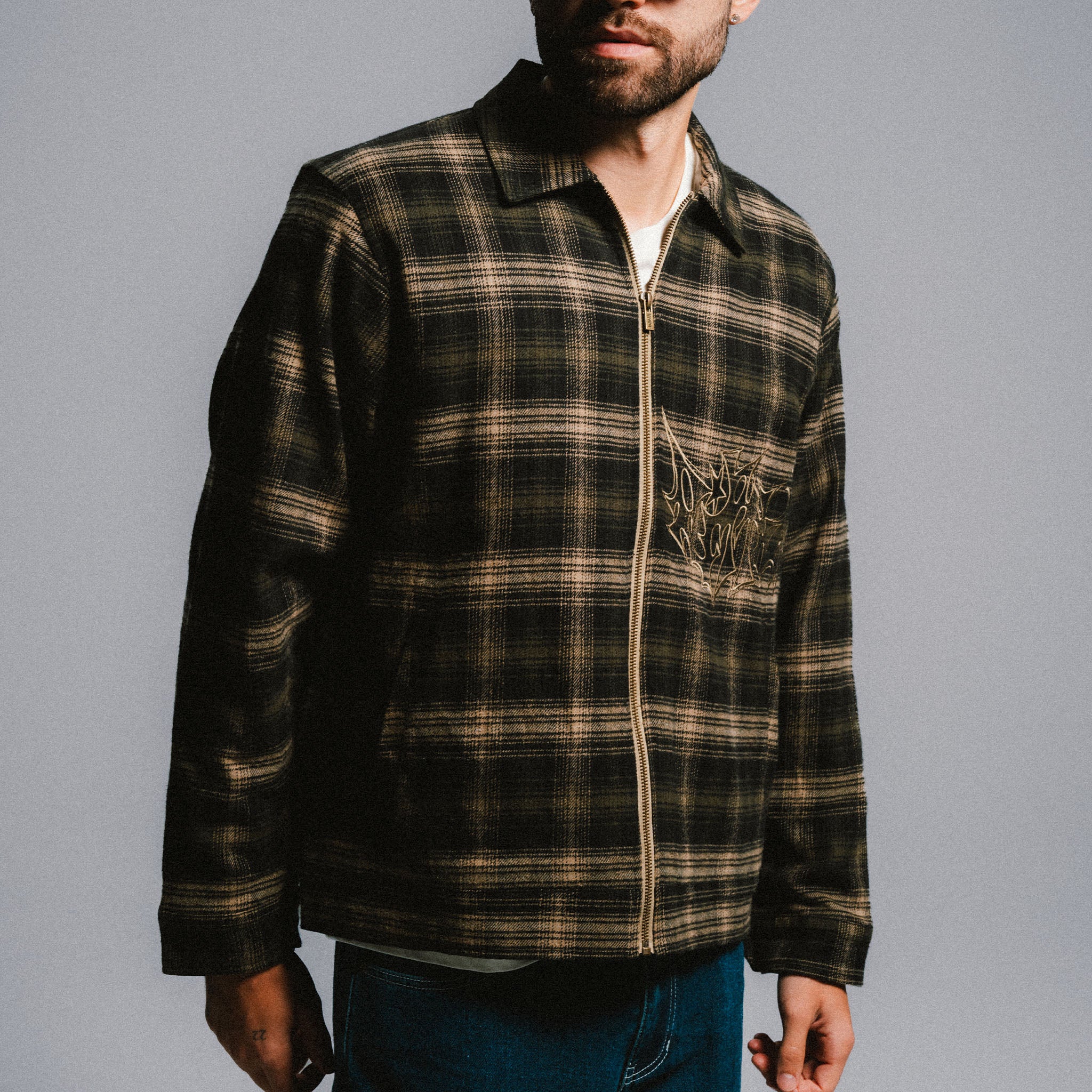RIPNDIP Slater Work Jacket (Navy / Forest Plaid)