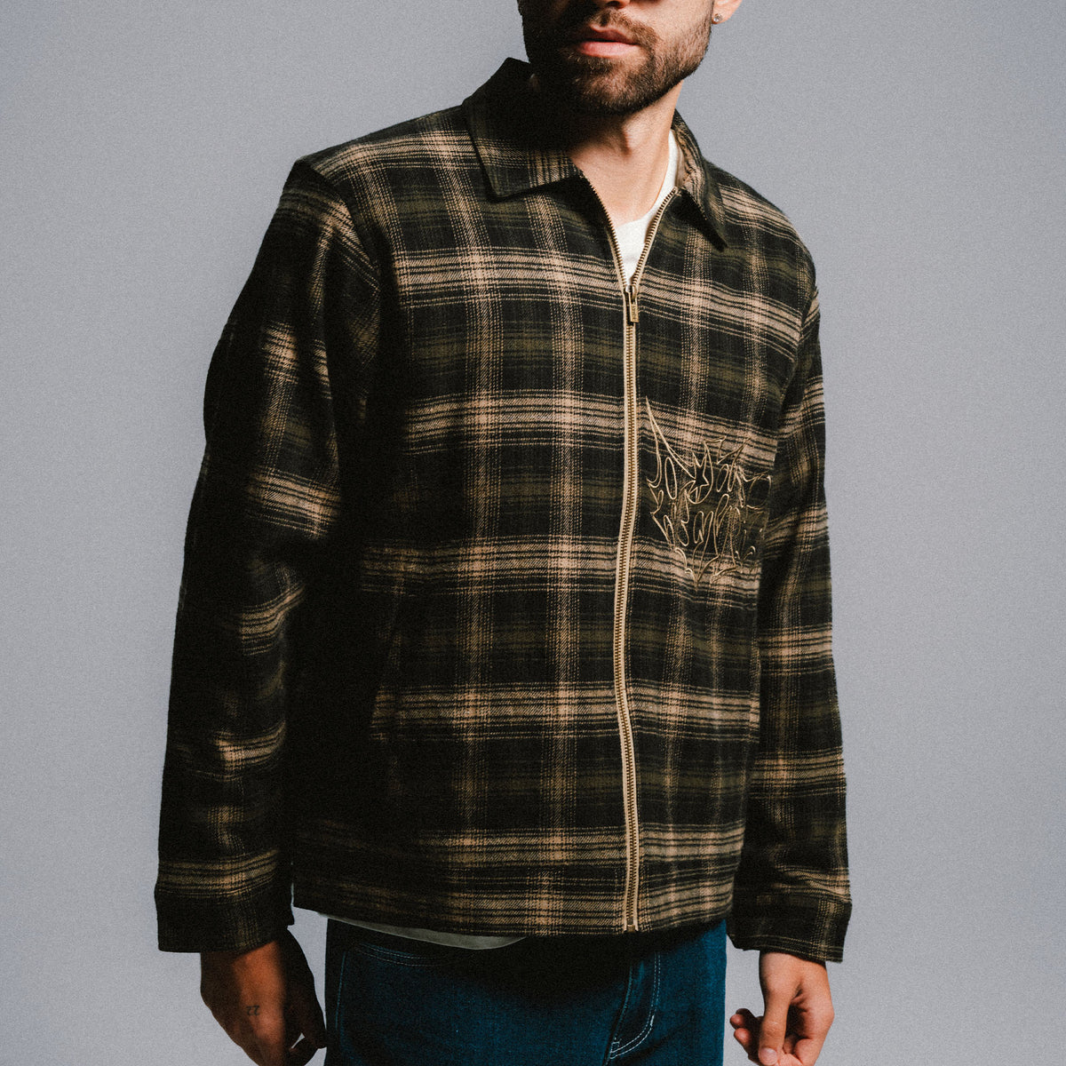 RIPNDIP Slater Work Jacket (Navy / Forest Plaid)