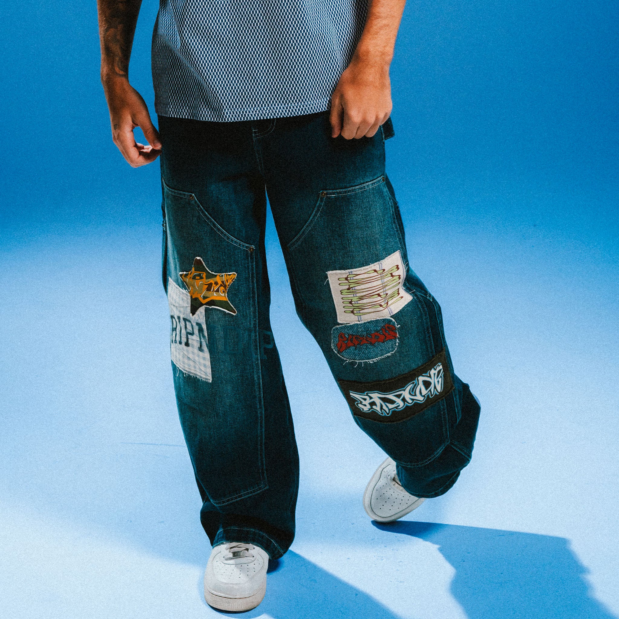 RIPNDIP Skyline Wide Fit Carpenter Pant (Light Wash Denim)