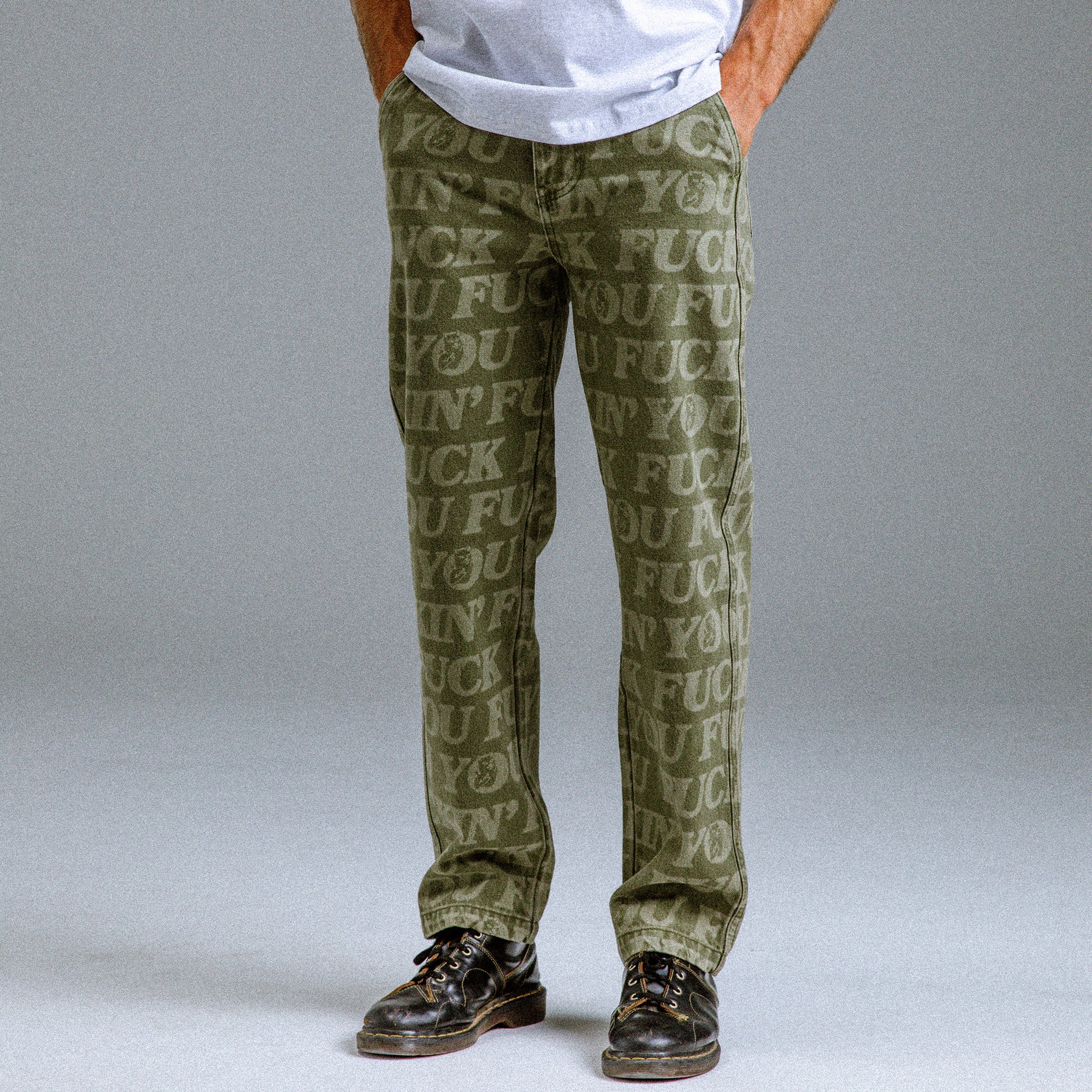 RIPNDIP F.U.F.F. Washed Denim Pants (Light Olive Denim)
