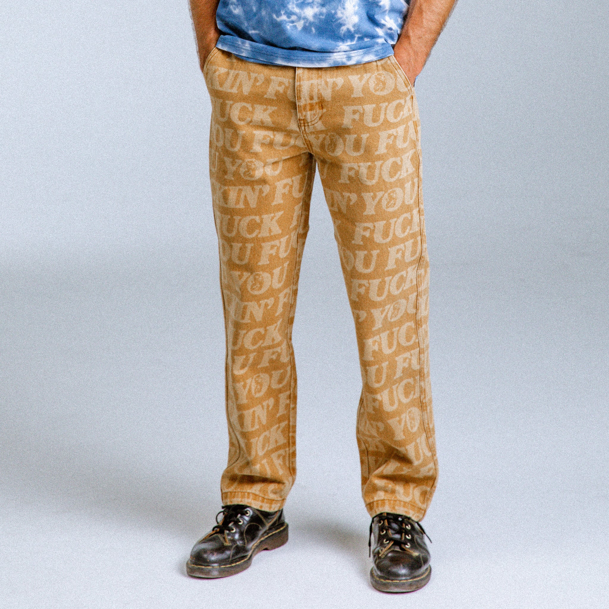 RIPNDIP F.U.F.F. Washed Denim Pants (Light Brown Denim)