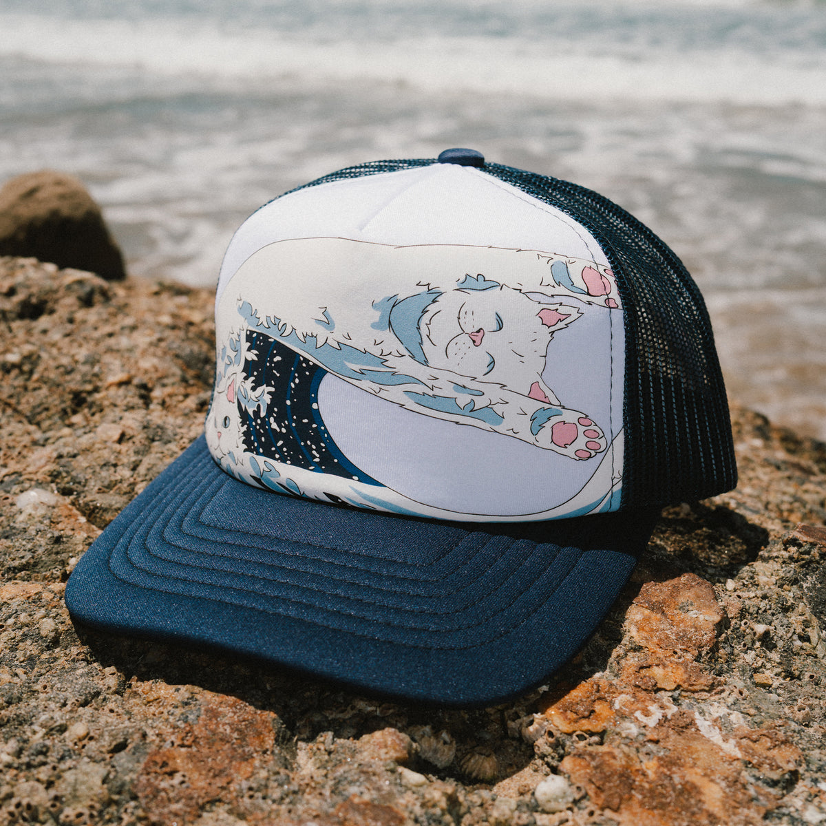 RIPNDIP Great Wave Of Nerm Trucker Hat (Navy)