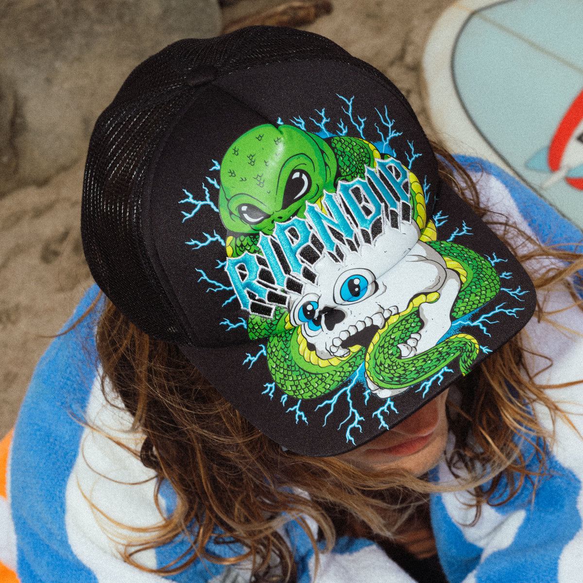 RIPNDIP Skull and Bones Trucker Hat (Black)