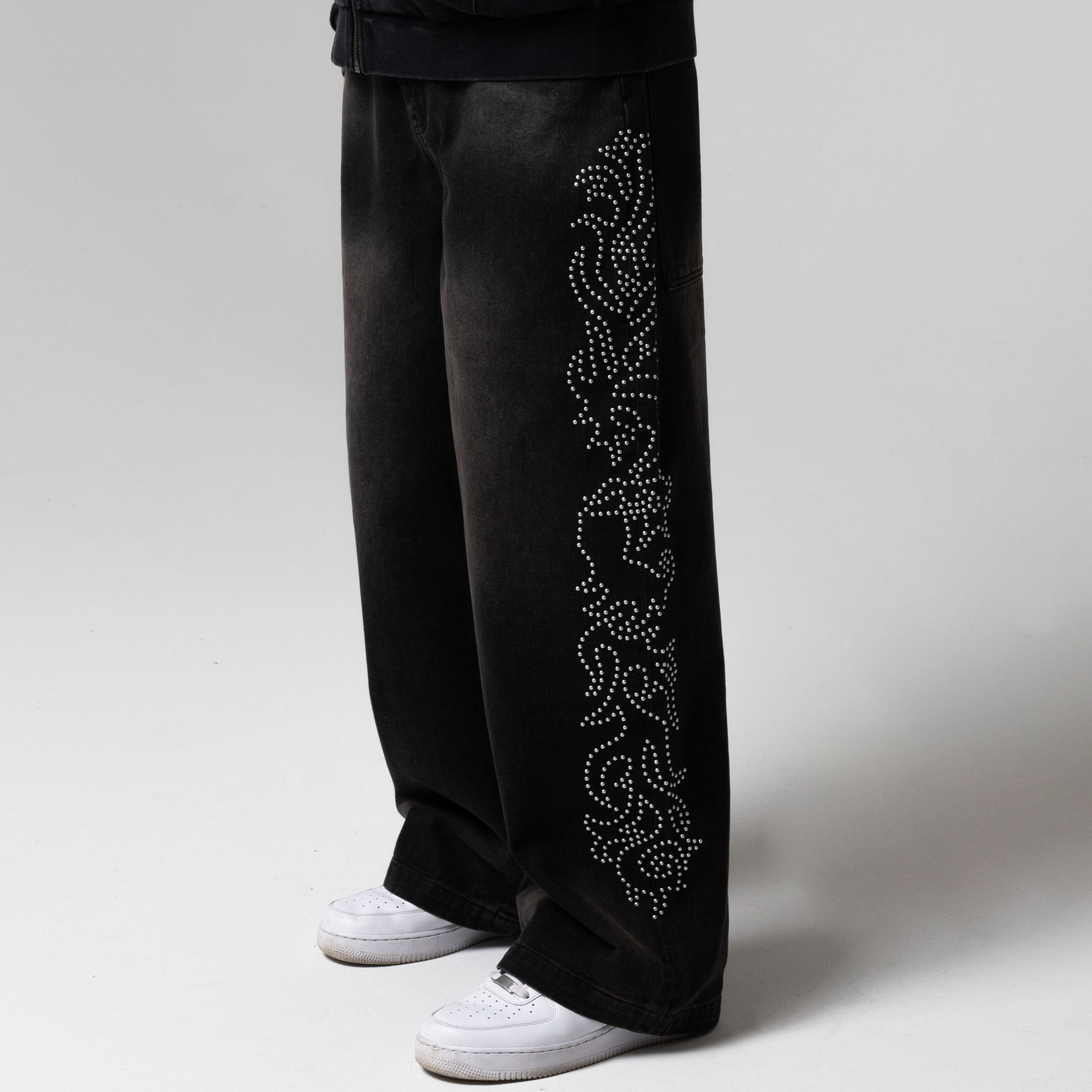 Pretty Flacko Extra Wide Leg Pants (Black Vintage Wash Denim