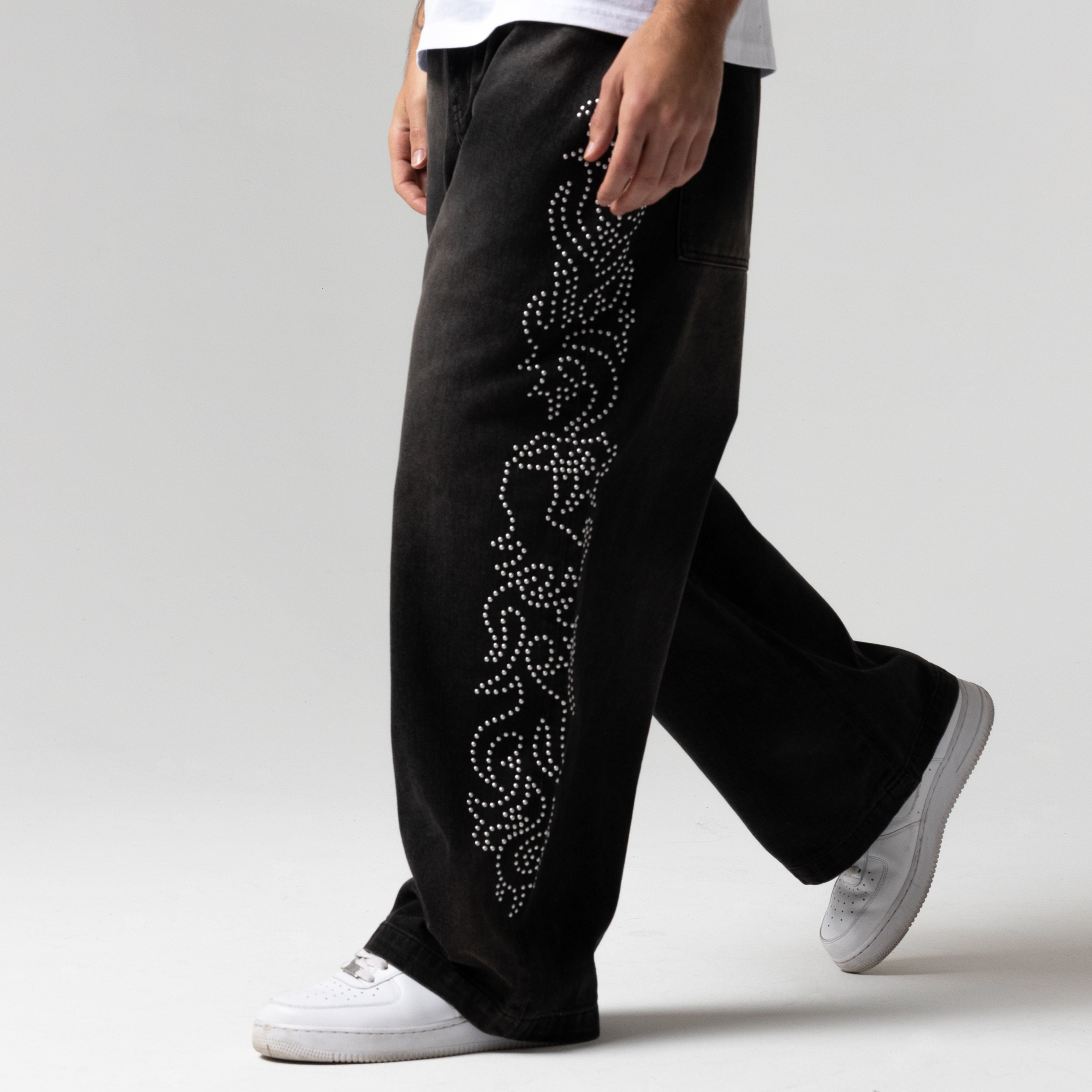 Pretty Flacko Extra Wide Leg Pants (Black Vintage Wash Denim