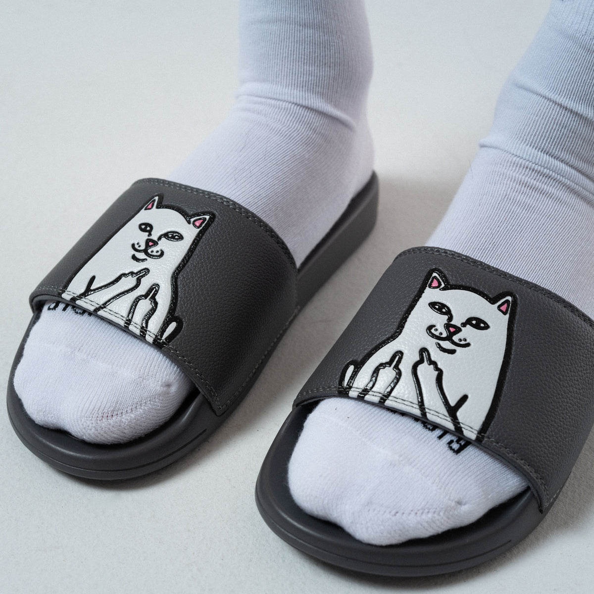 RIPNDIP Lord Nermal Slides  (Charcoal)