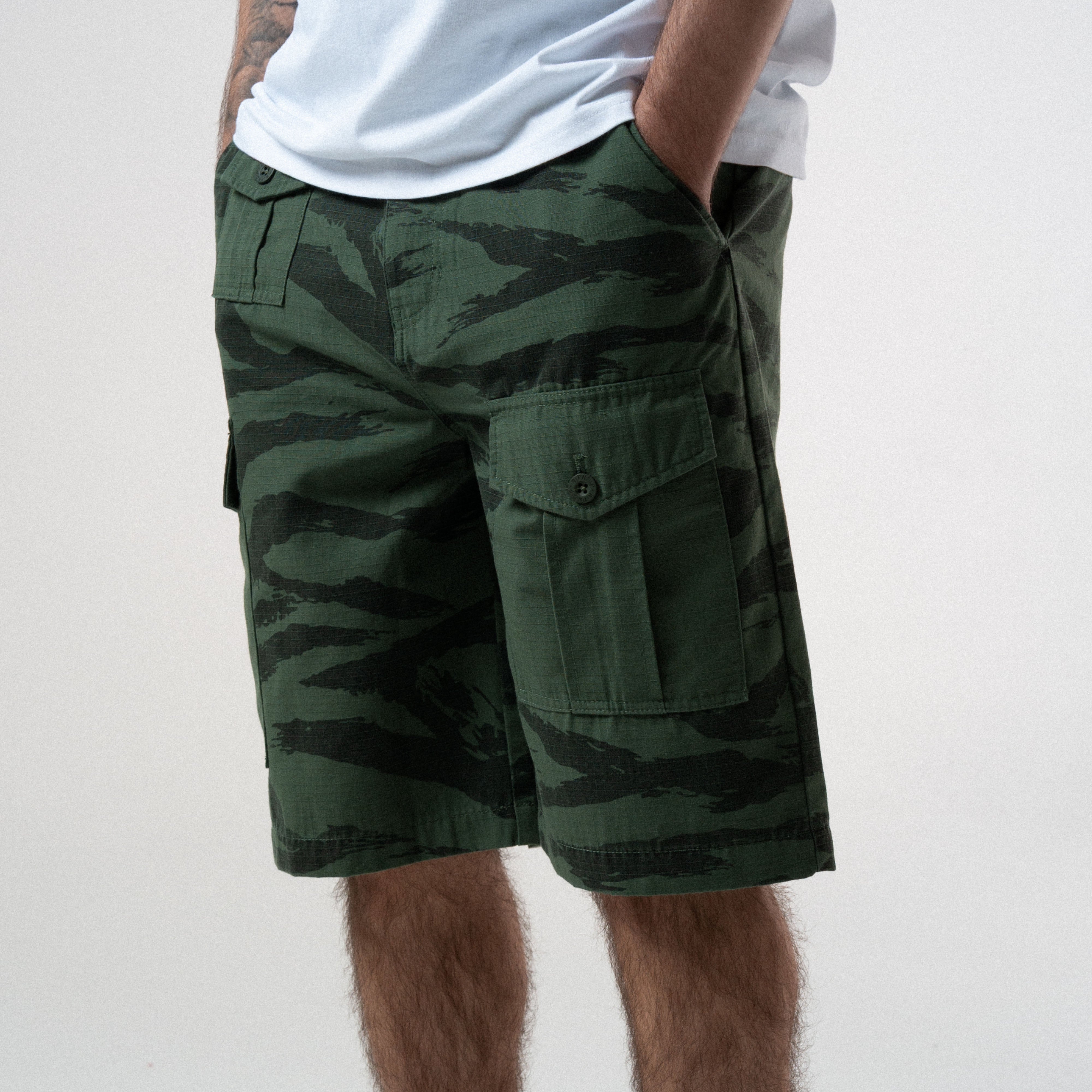 RIPNDIP A Team Camo Cargo Shorts (Military Green)