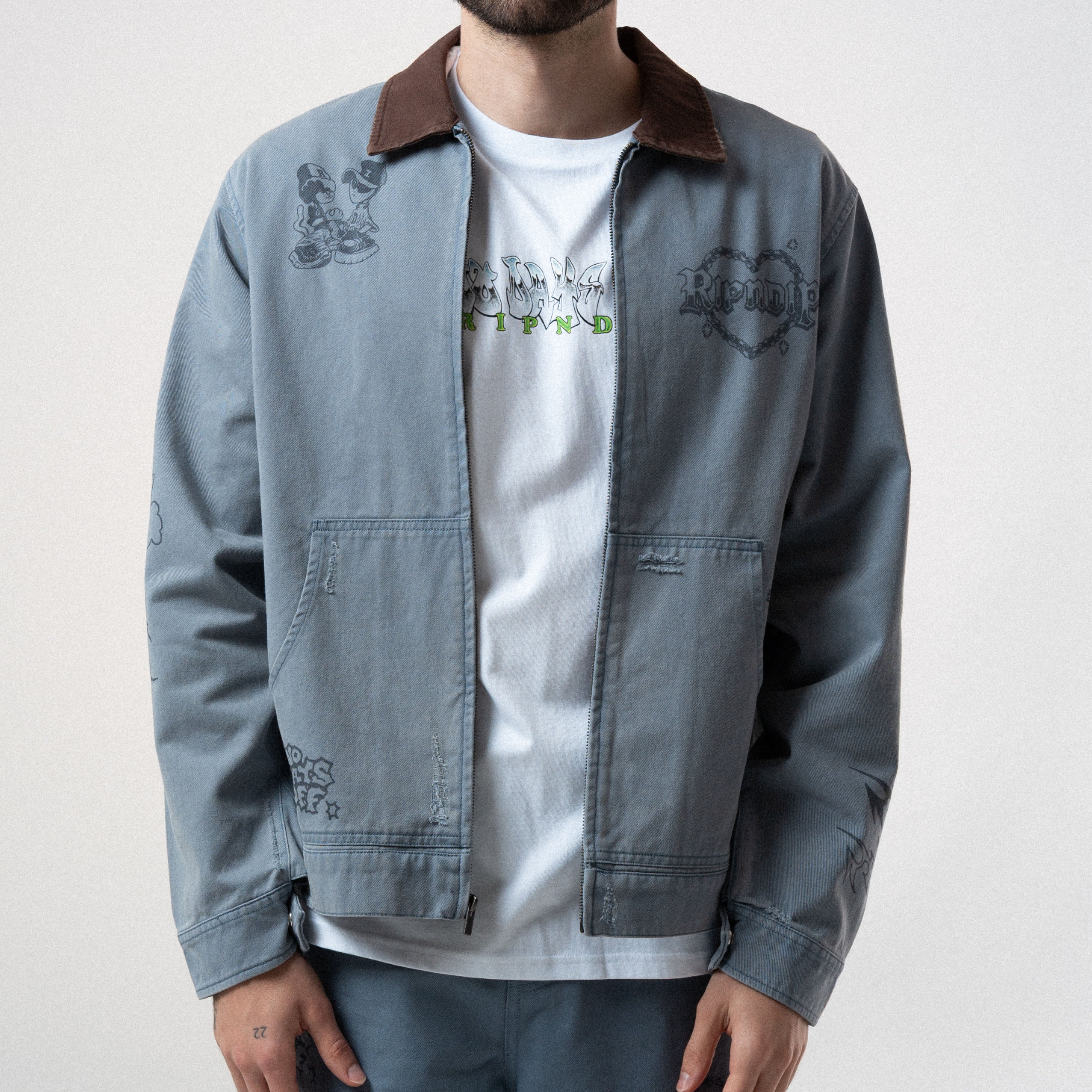 RIPNDIP Westside Zip Up Work Jacket (Slate)