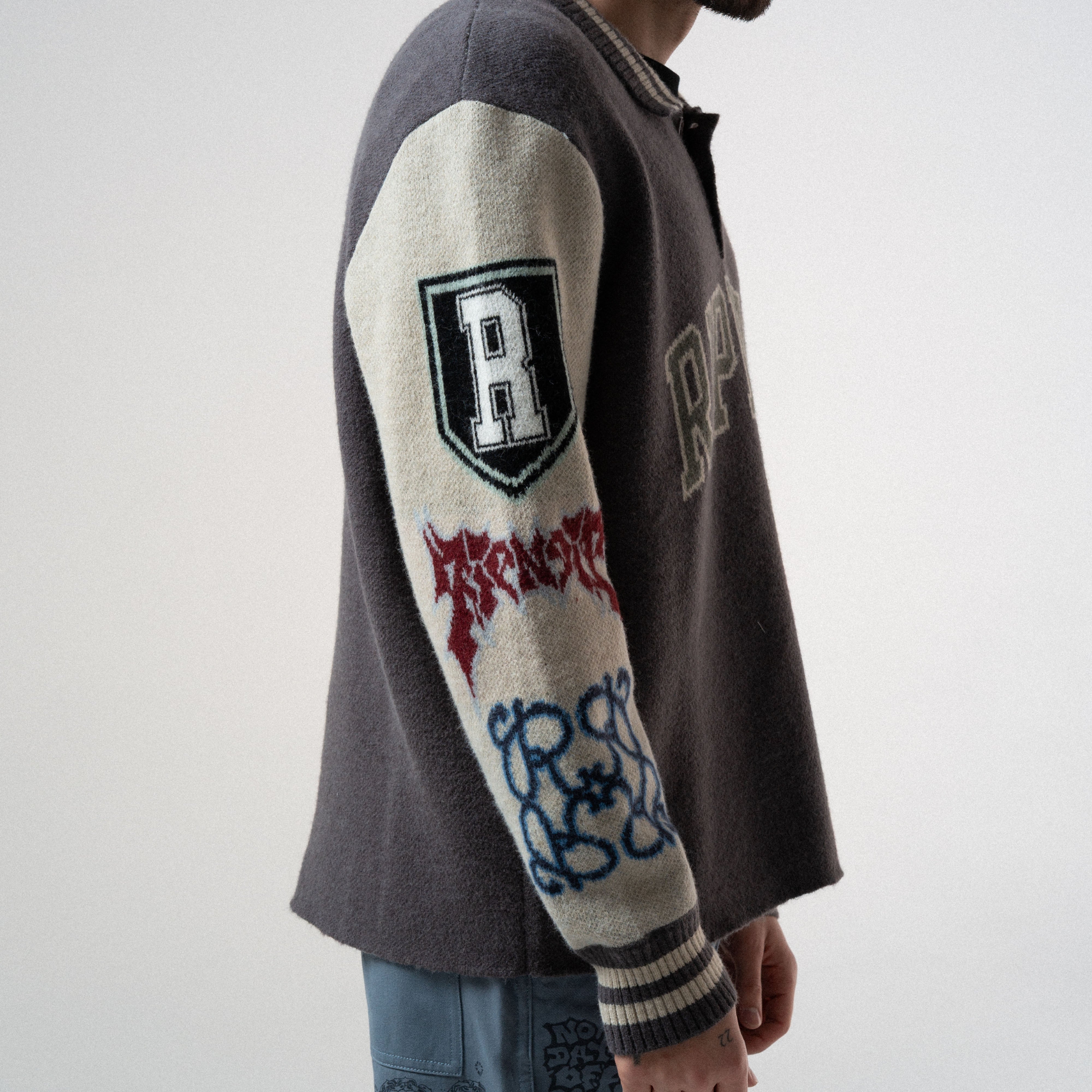 RIPNDIP Run It Up Knit Sweater (Charoal / Cream)