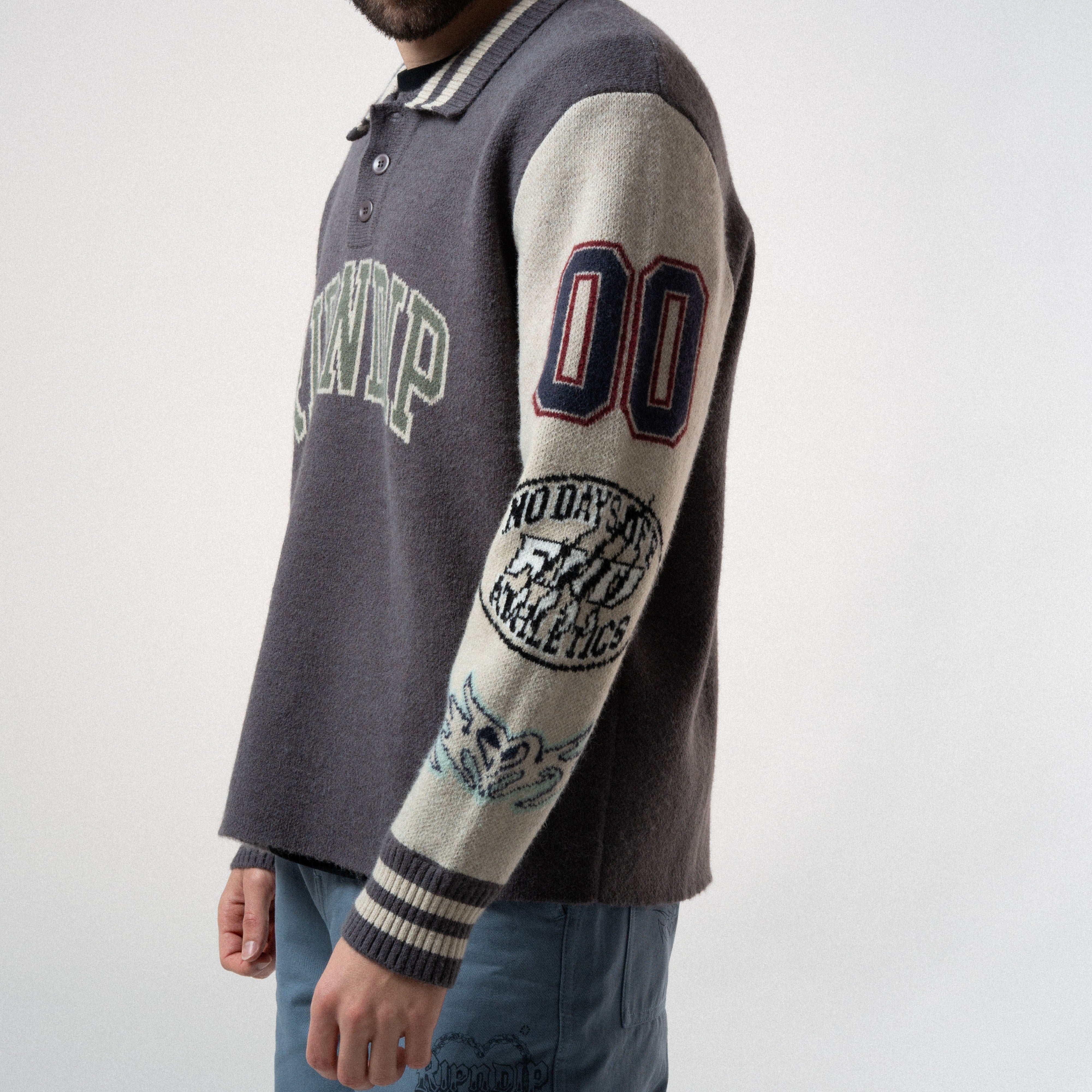 RIPNDIP Run It Up Knit Sweater (Charoal / Cream)