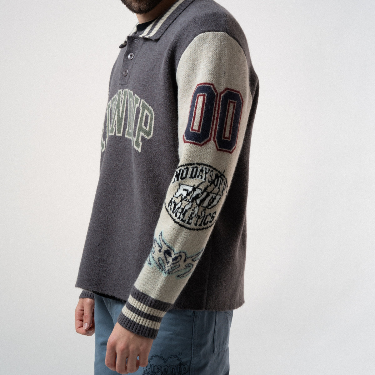 RIPNDIP Run It Up Knit Sweater (Charoal / Cream)