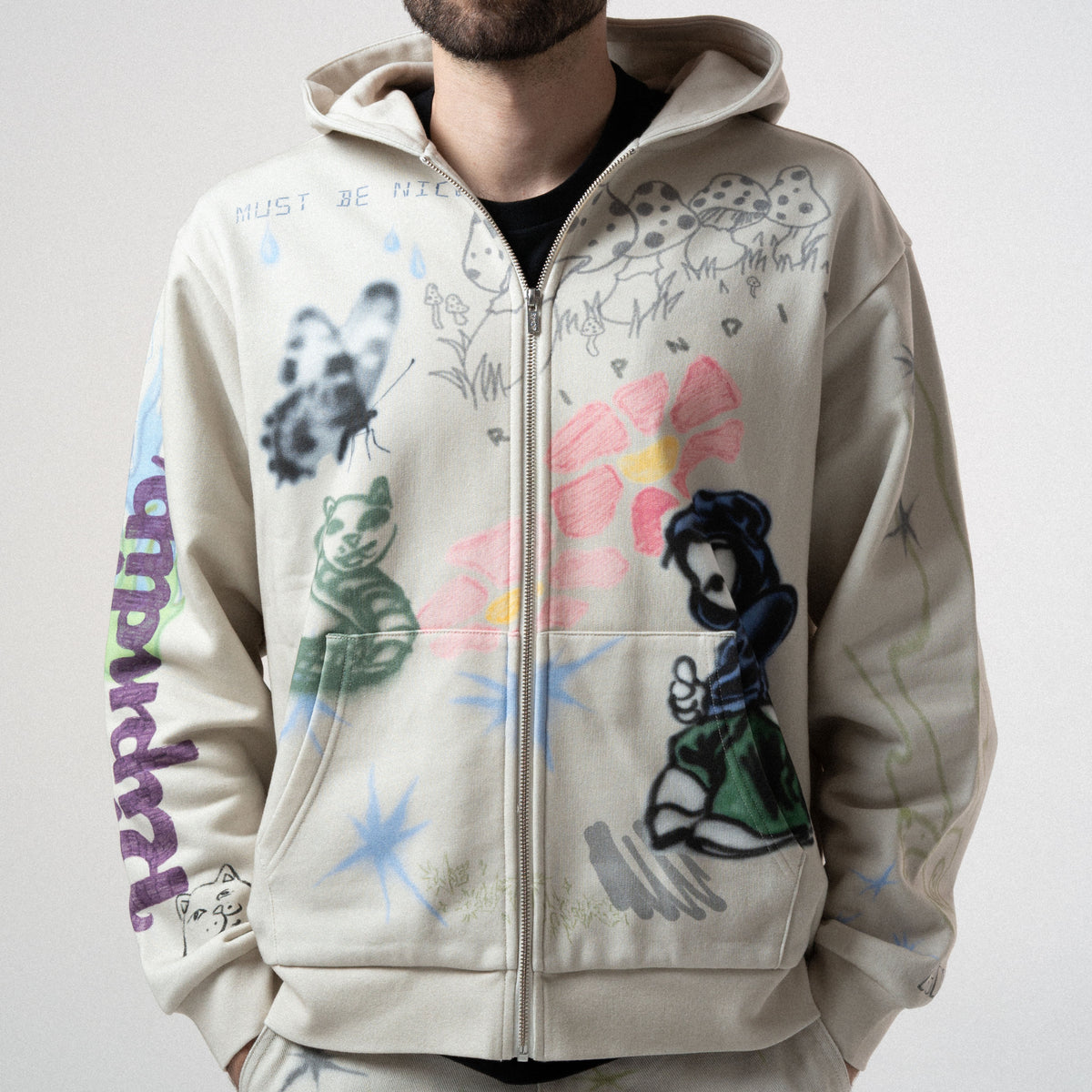 RIPNDIP Goosebumps Zip Hoodie (Bone)