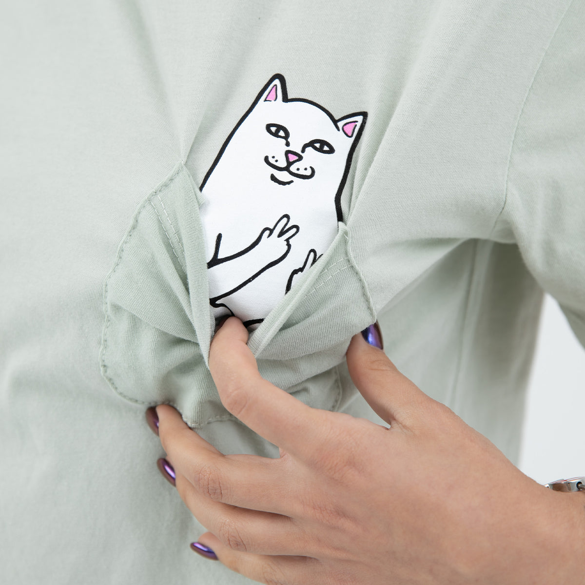 RIPNDIP Lord Nermal Peace Cropped Pocket Tee (Sage)
