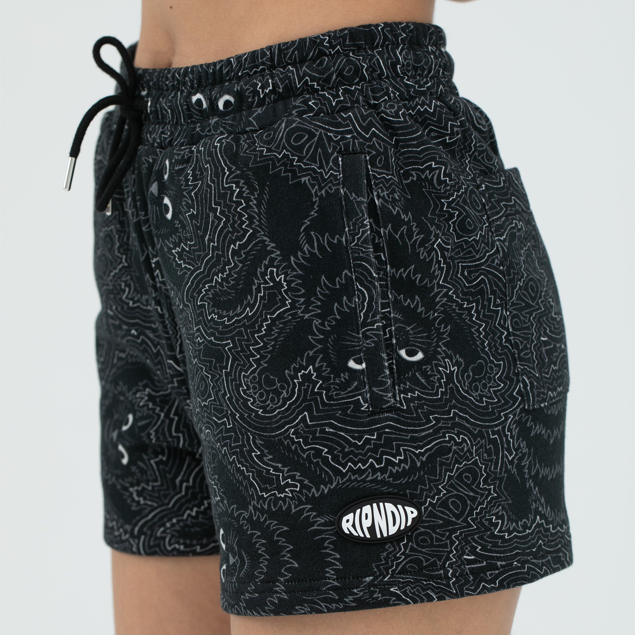 RIPNDIP Big Pussy Energy Womens Sweat Shorts (Black)