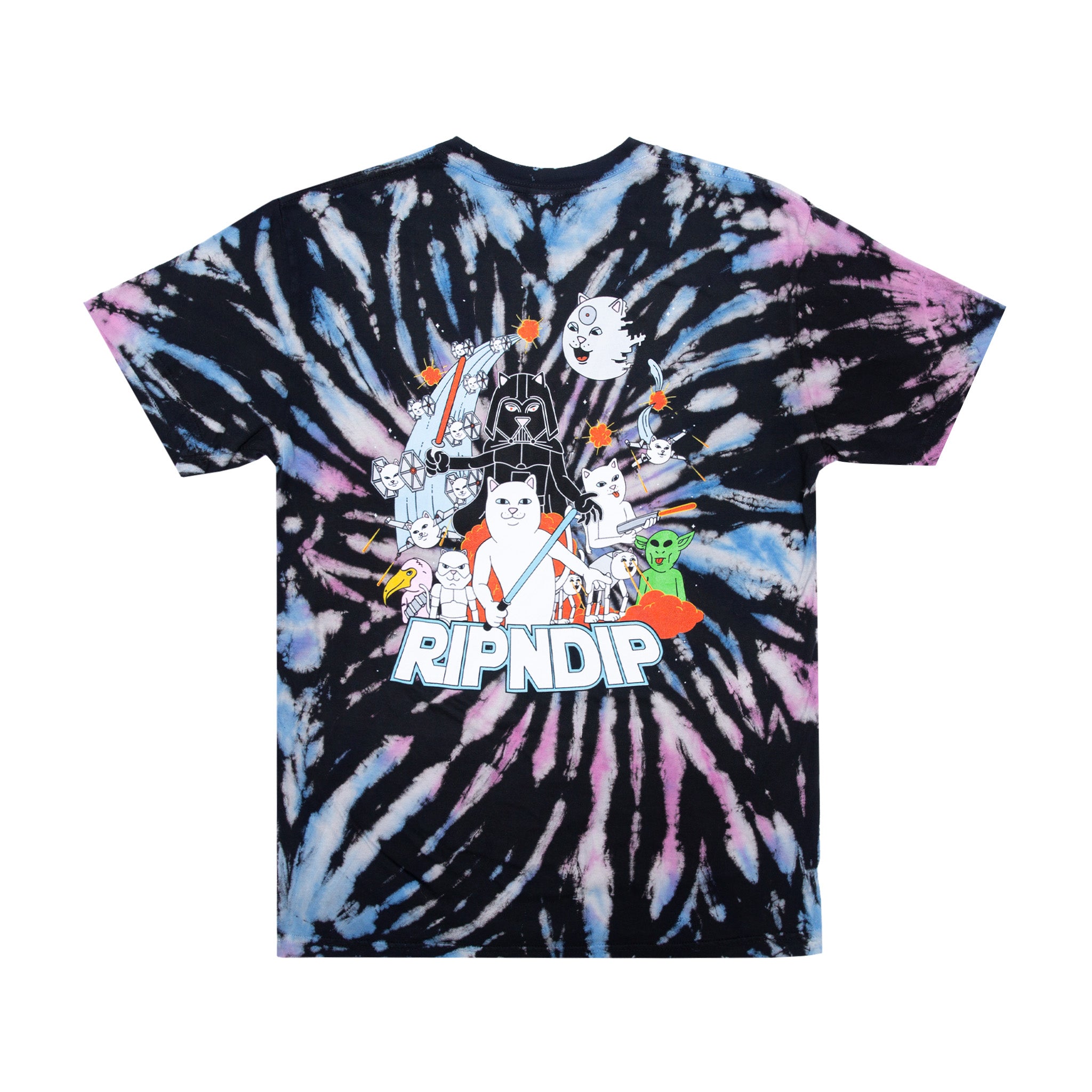 RIPNDIP Far Far Away Tee (Black/Pink/Blue Spiral Dye)