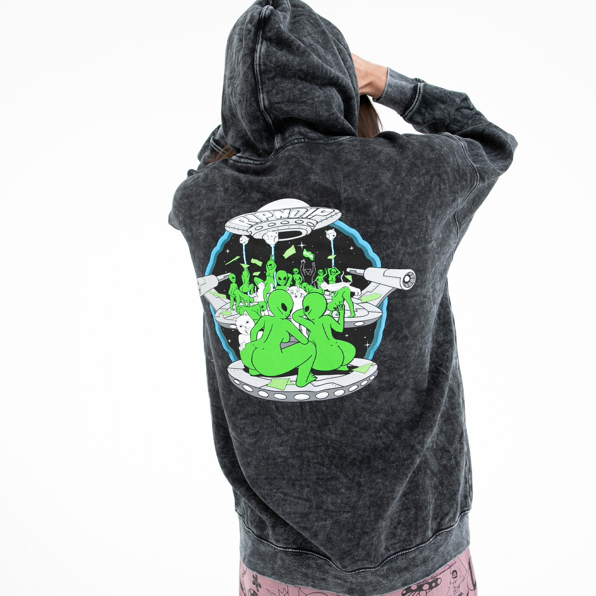 RIPNDIP Stripndip Hoodie (Black Mineral Wash)