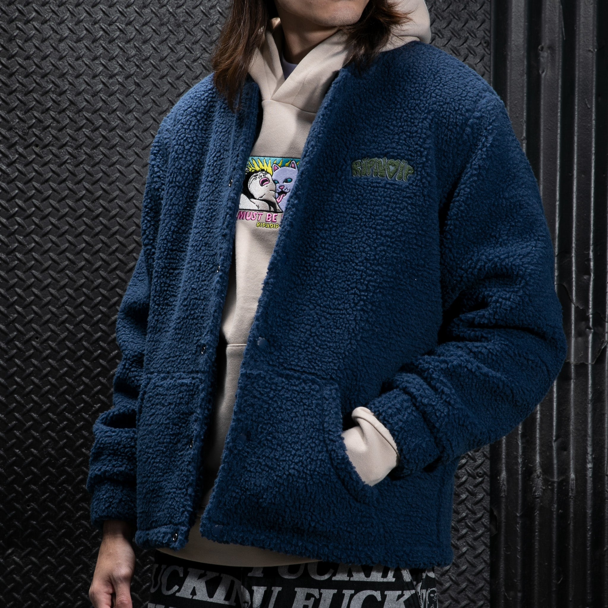 Love N Dip Sherpa Jacket (Navy) – RIPNDIP