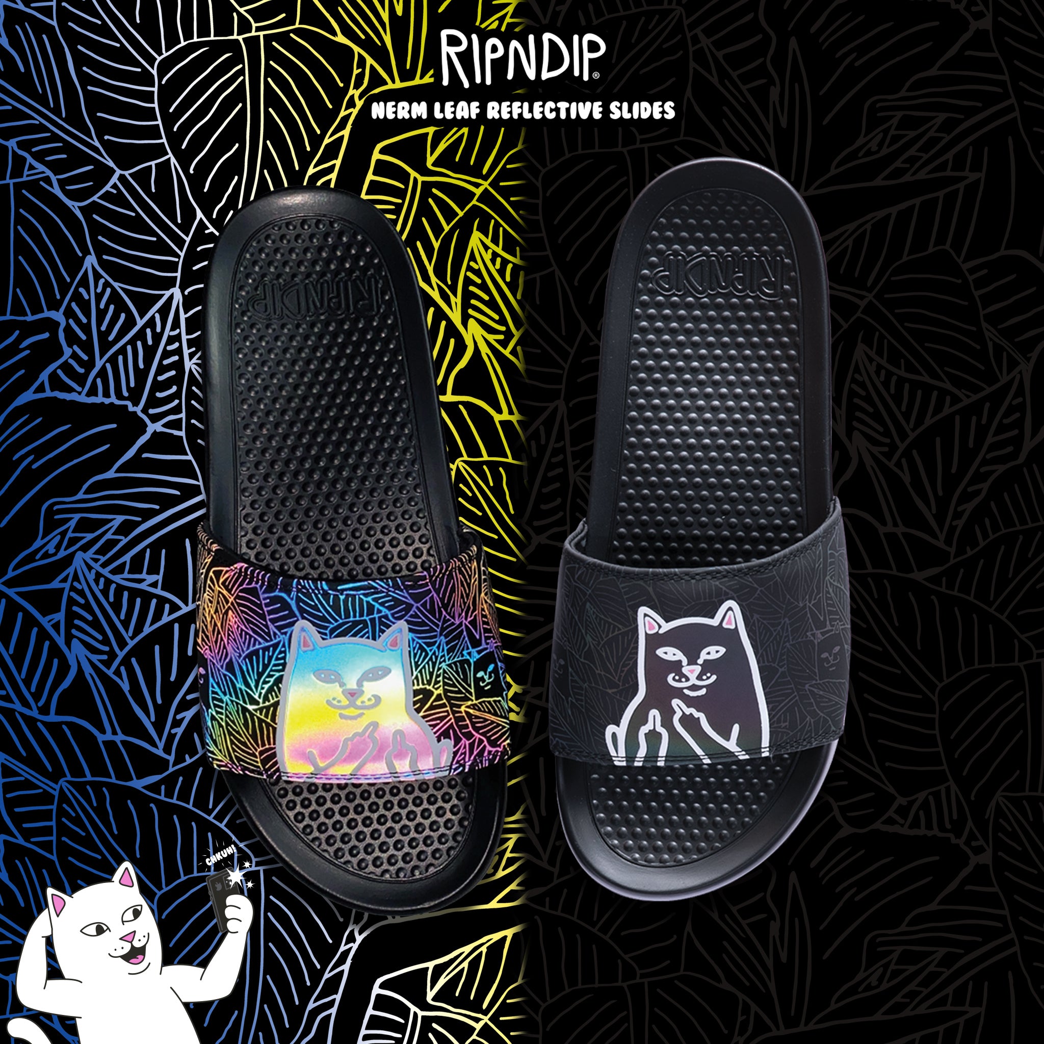 RIPNDIP Lord Jermal Leaf Camo Slides (3M Iridescent)