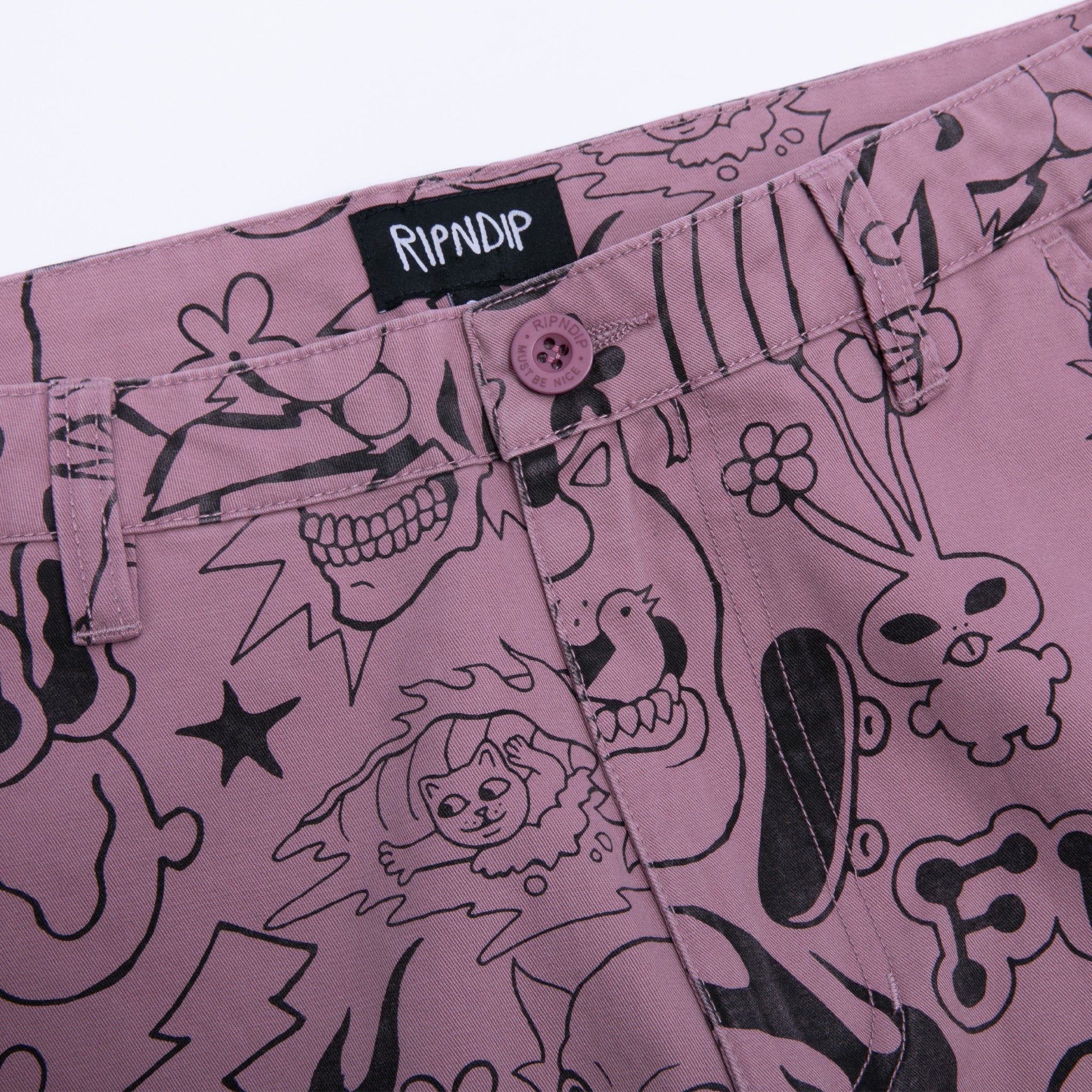 RIPNDIP We Don't Care Twill Pants (Mauve)