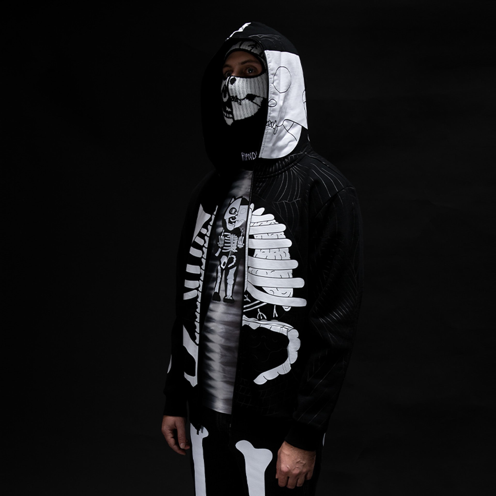 RIPNDIP Skelly Anatomy Full Zip Hoodie (Black/White)