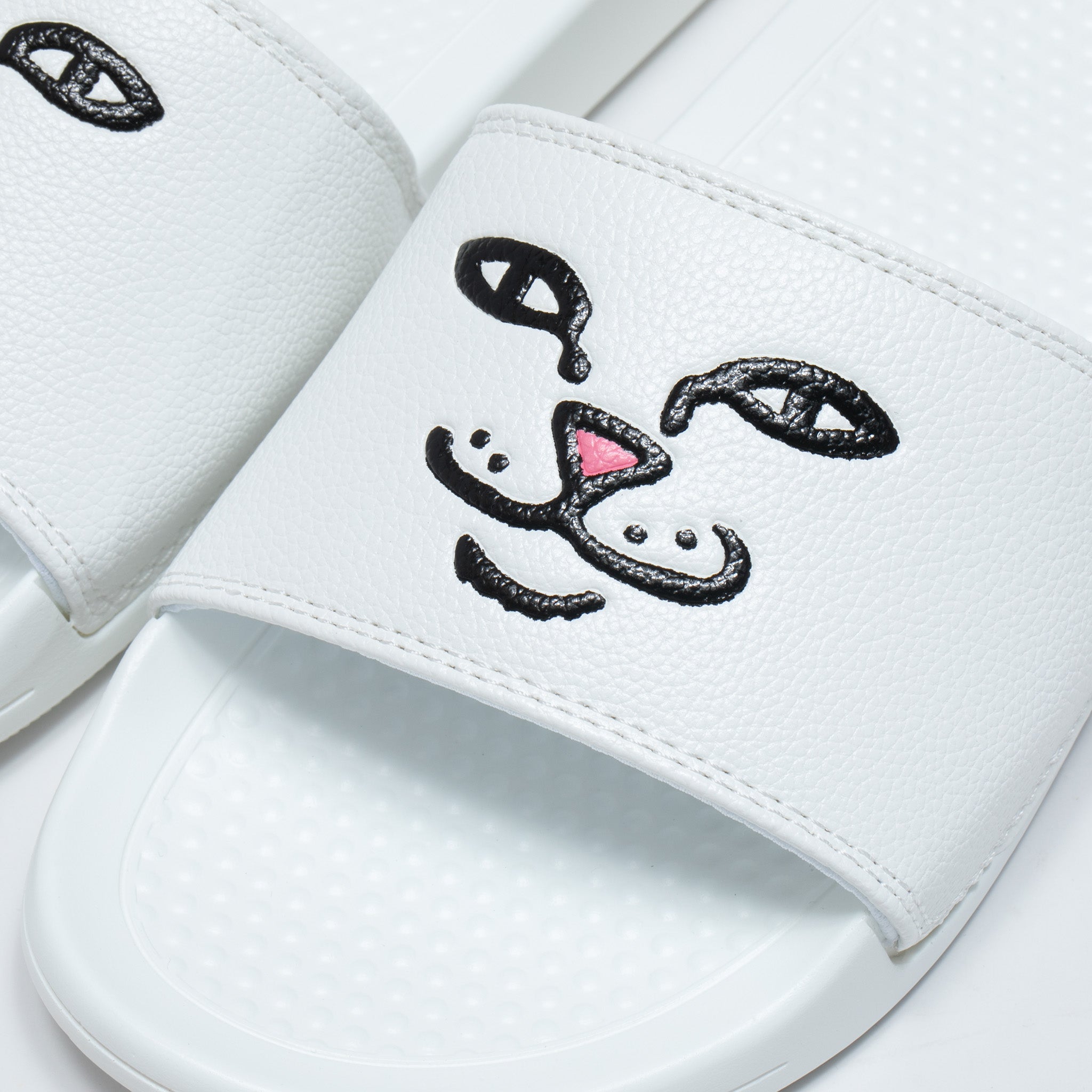 RIPNDIP Lord Nermal Face Slides (White)