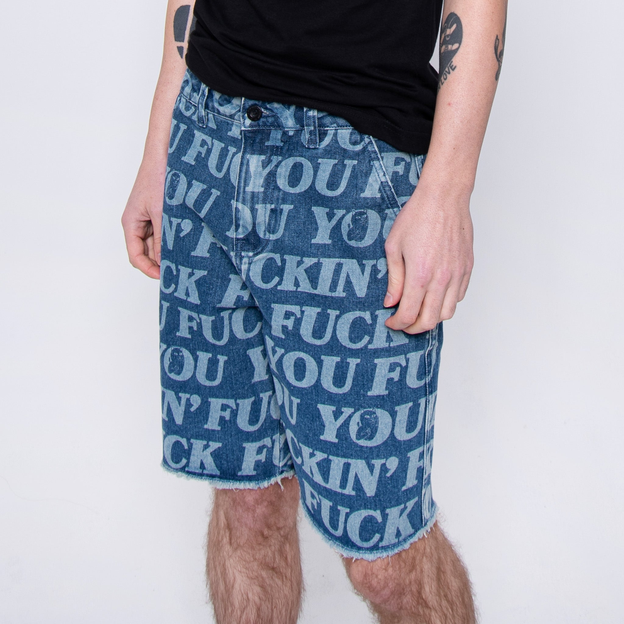 Fuckin Fuck Denim Shorts (Medium Wash) – RIPNDIP