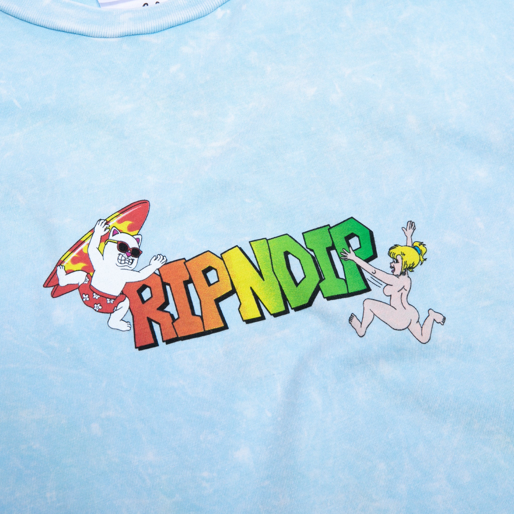 RIPNDIP Summer Break Long Sleeve (Light Blue Mineral Wash)