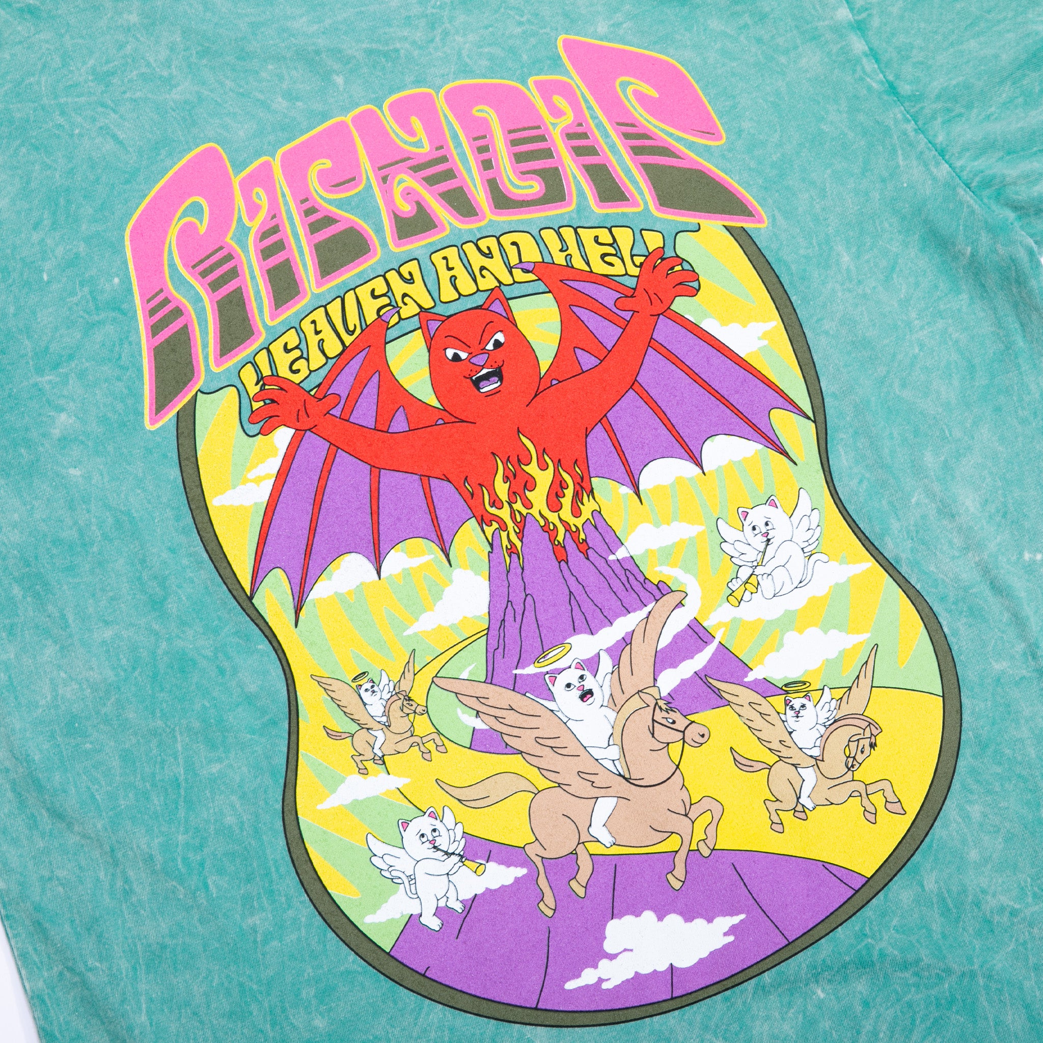 RIPNDIP Heaven And Heck Battle Tee (Teal Mineral Wash)