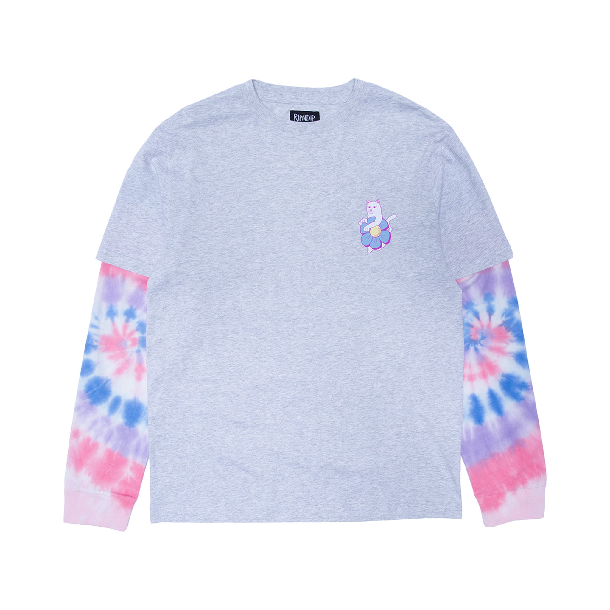 RIPNDIP Nature Is Healing Double Sleeve Tee (Ash Heather/Pink)