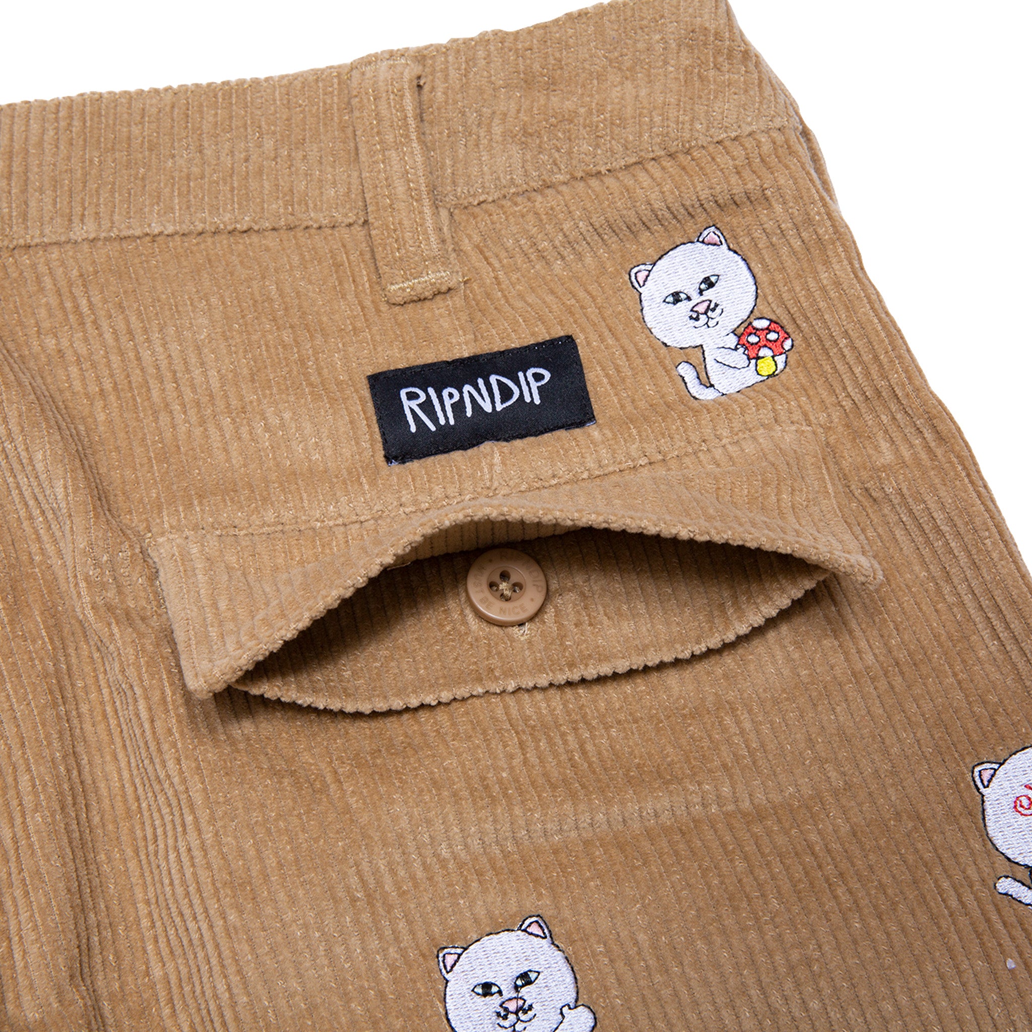 チノパン RIPNDIP HELLO NERMY CORDUROY EMBROIDERED Hello Nermy Corduroy Embroidered Pants (Tan) – RIPNDIP
