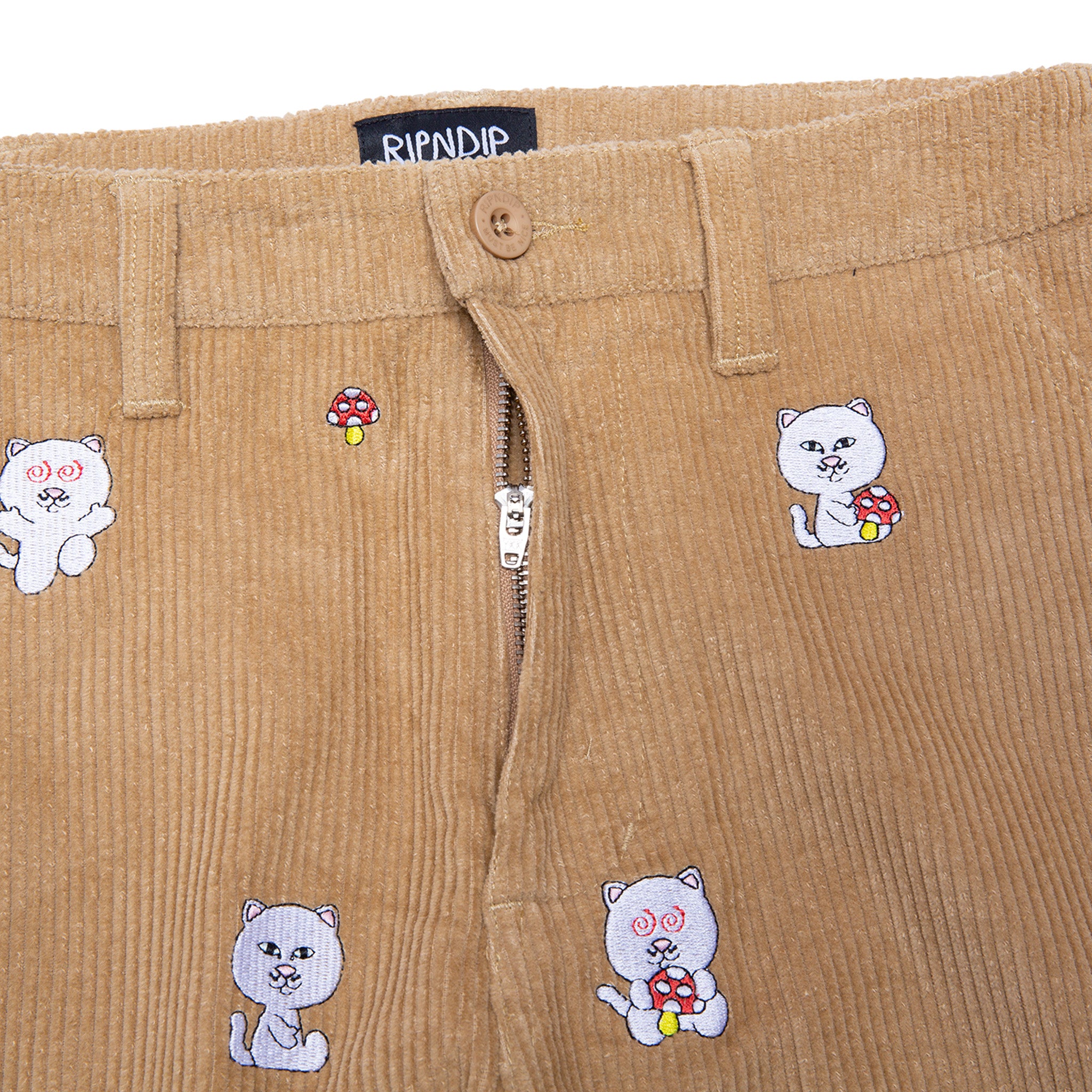 Hello Nermy Corduroy Embroidered Pants (Tan) – RIPNDIP