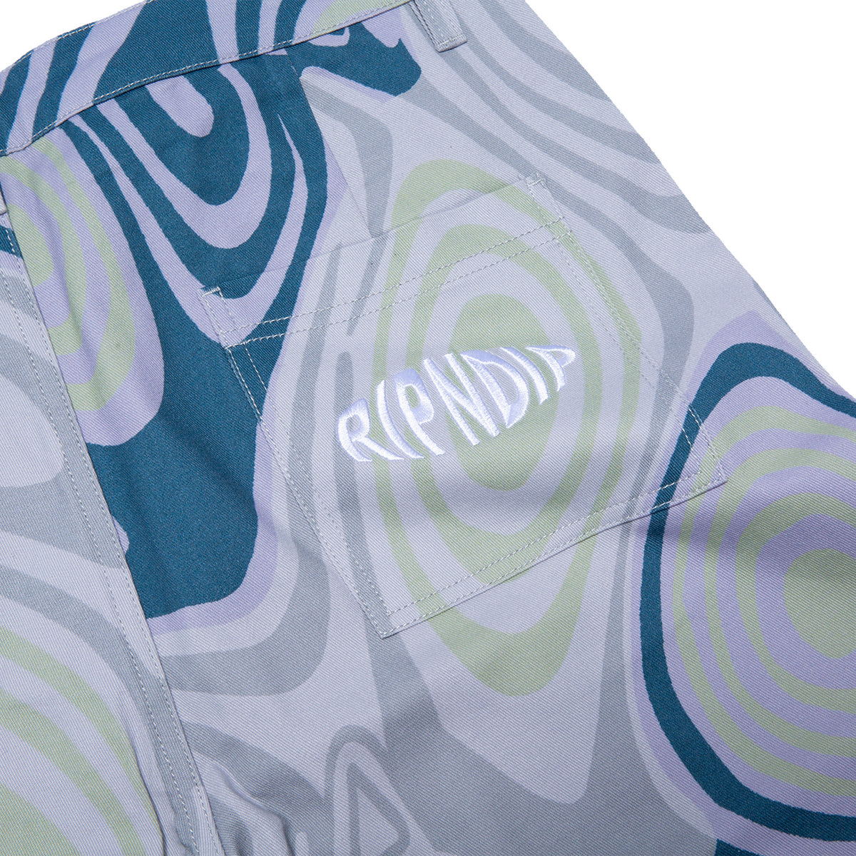 RIPNDIP Hypnotic Twill Shorts (Grey/Lavender/Neon)