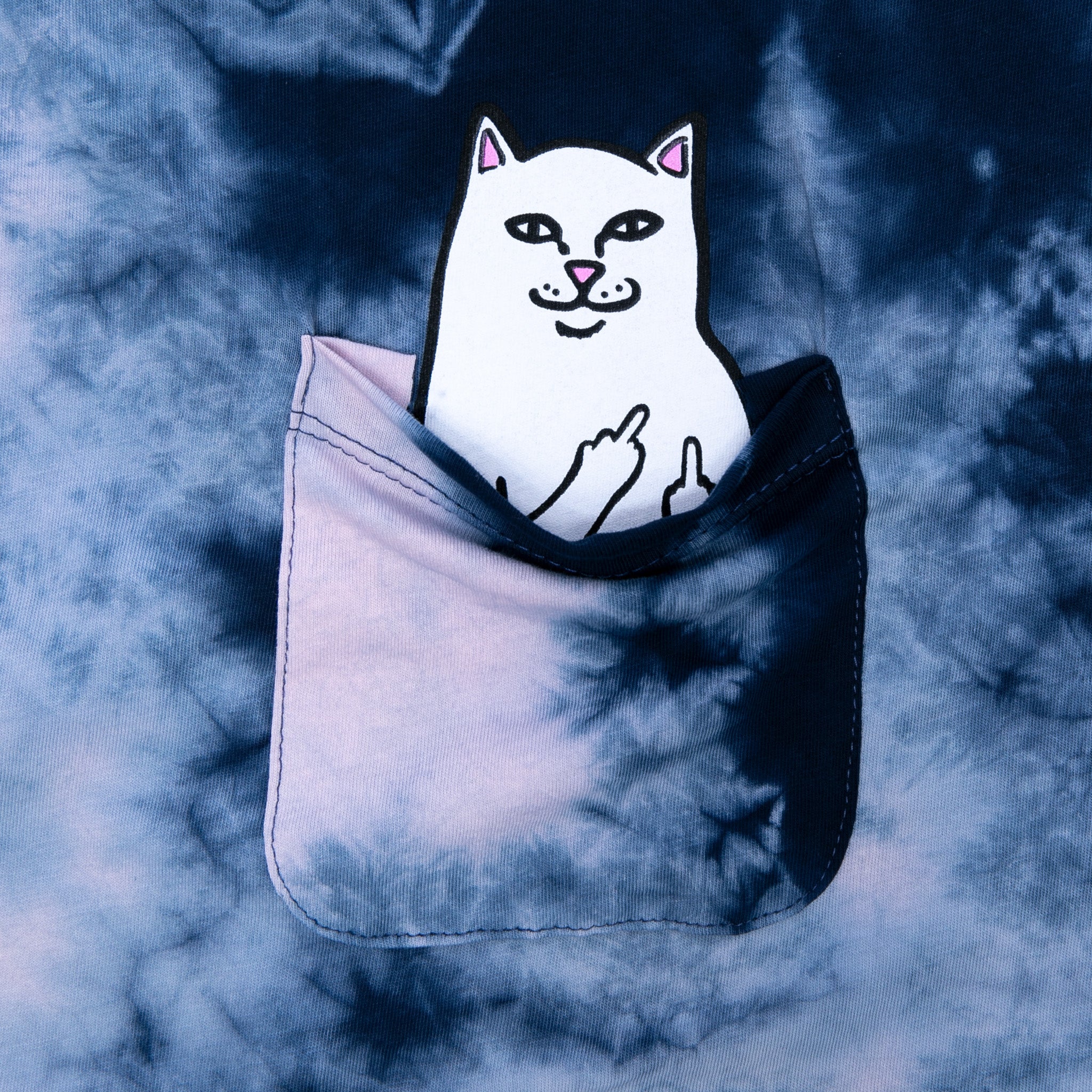 RIPNDIP Lord Nermal S/S Pocket Tee (Navy/Pink Tie Dye)