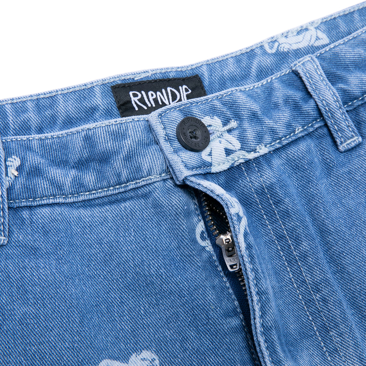 RIPNDIP Dance Party Denim Shorts (Medium Wash)
