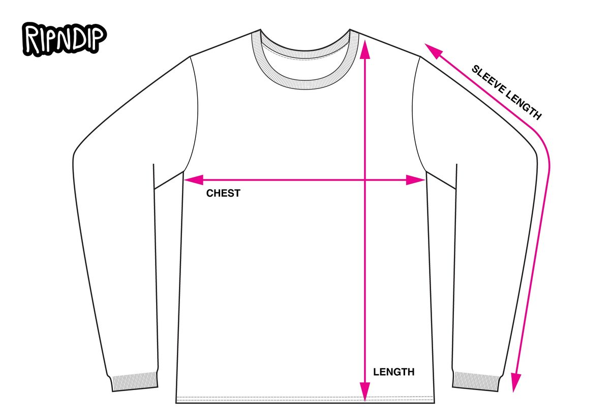 LONG SLEEVE TEE measurement diagram