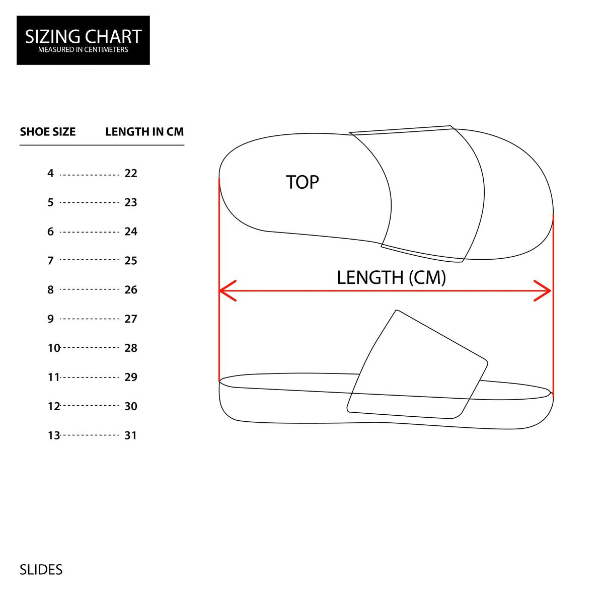 SIZING CHART measurement diagram